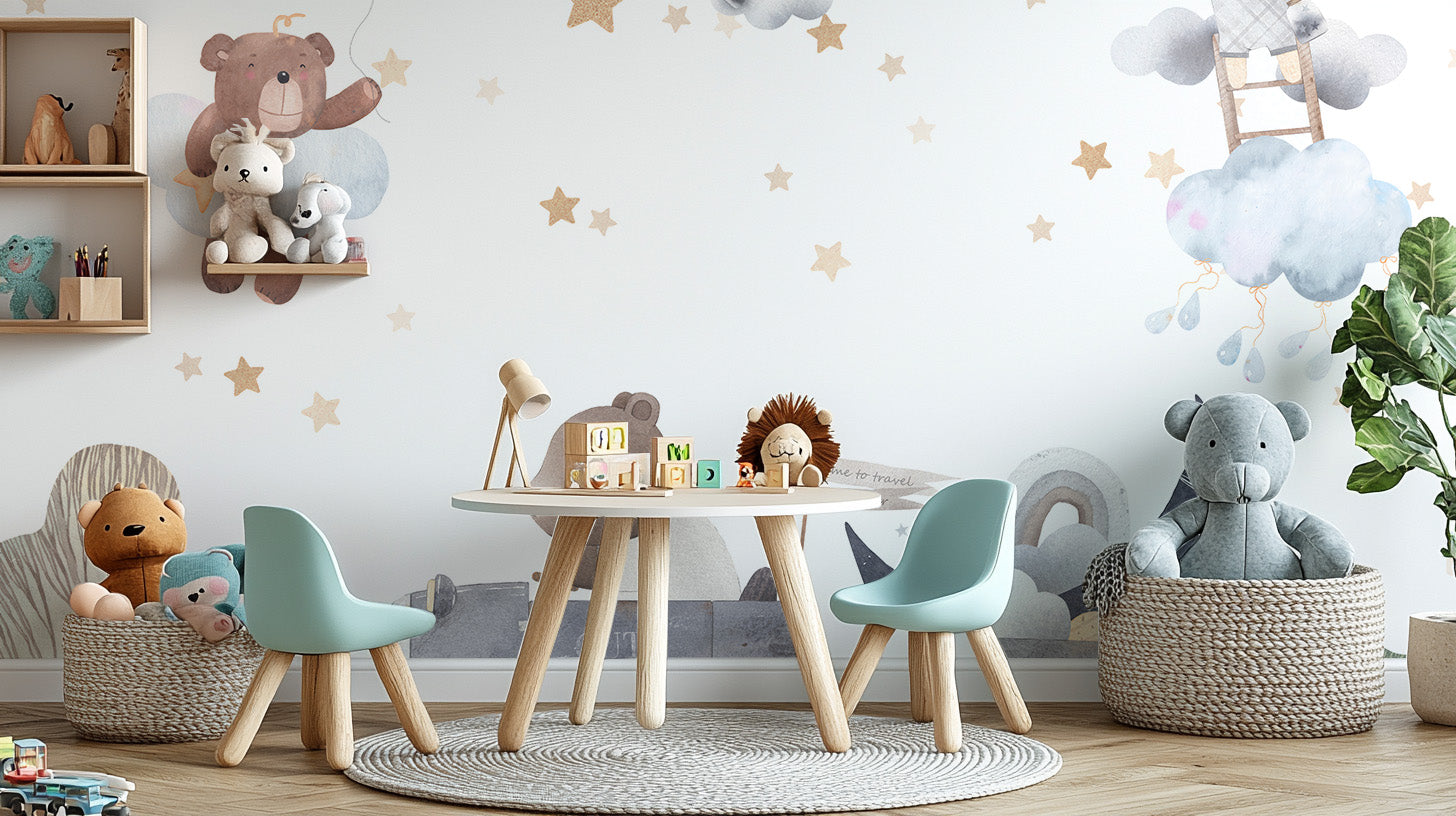 Charming Cloud Bears Wall Mural