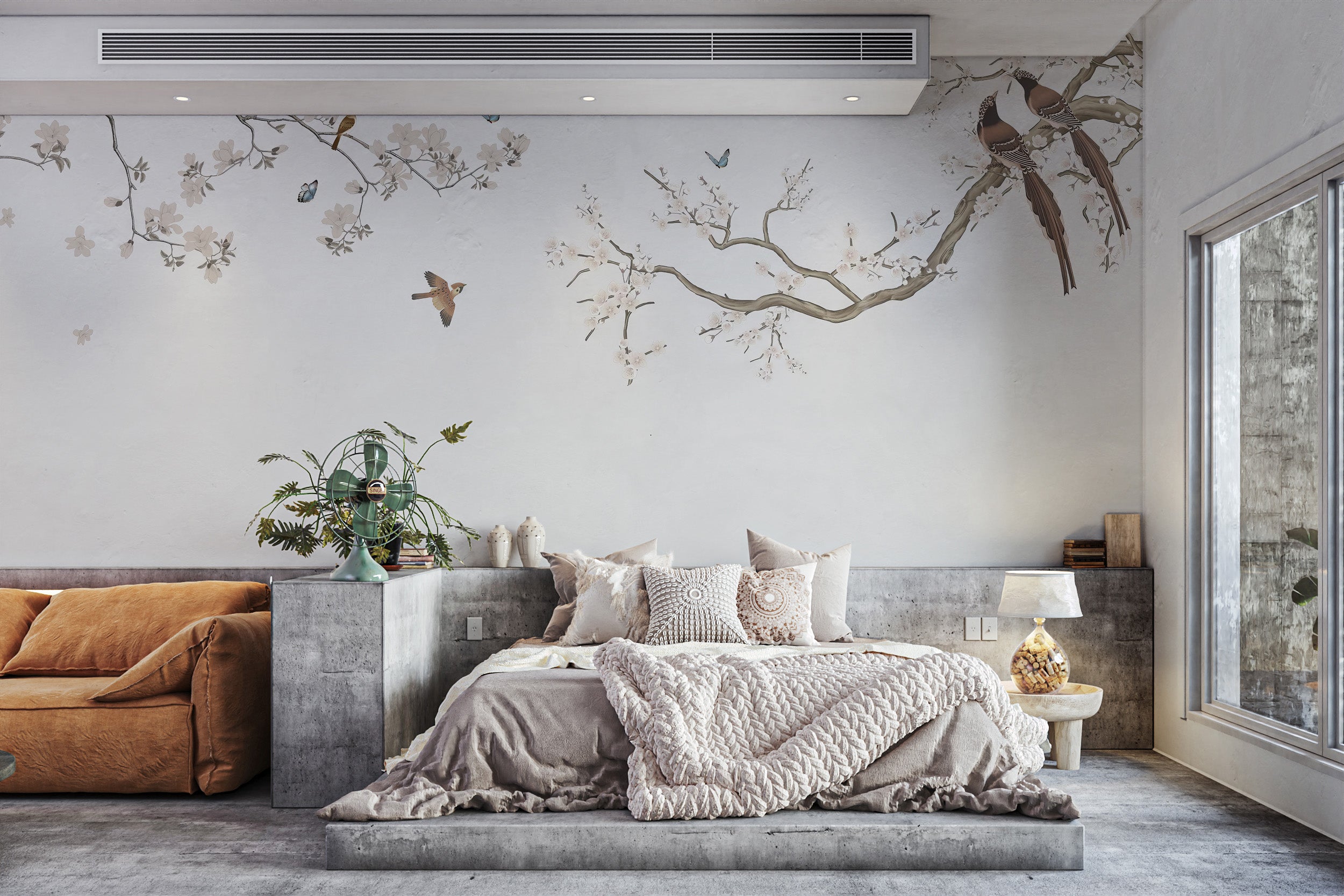 Peach Blossom Birds Wallpaper Mural