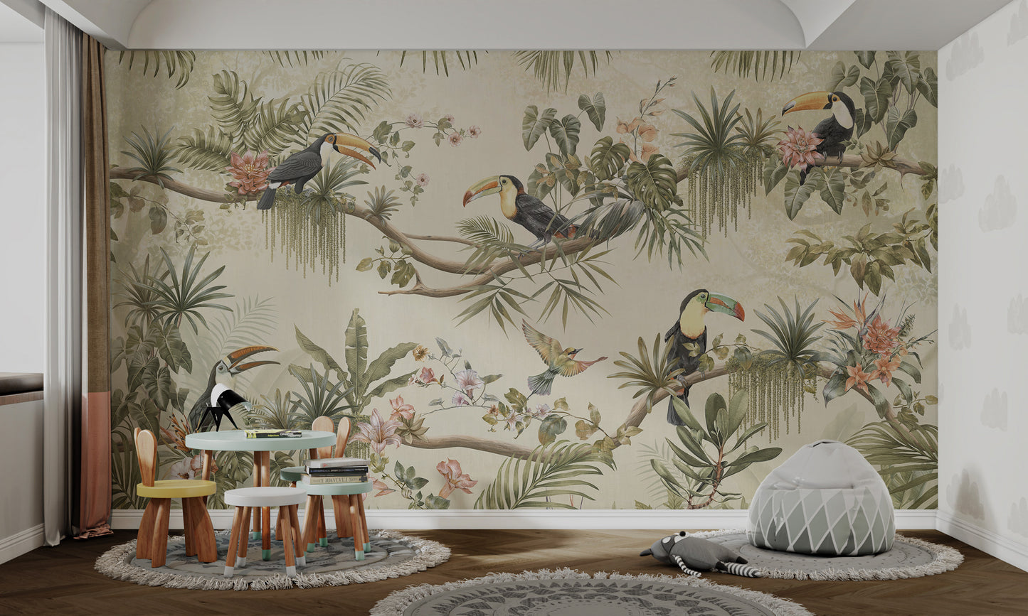 Tropical Toucan Jungle Wallpaper Mural