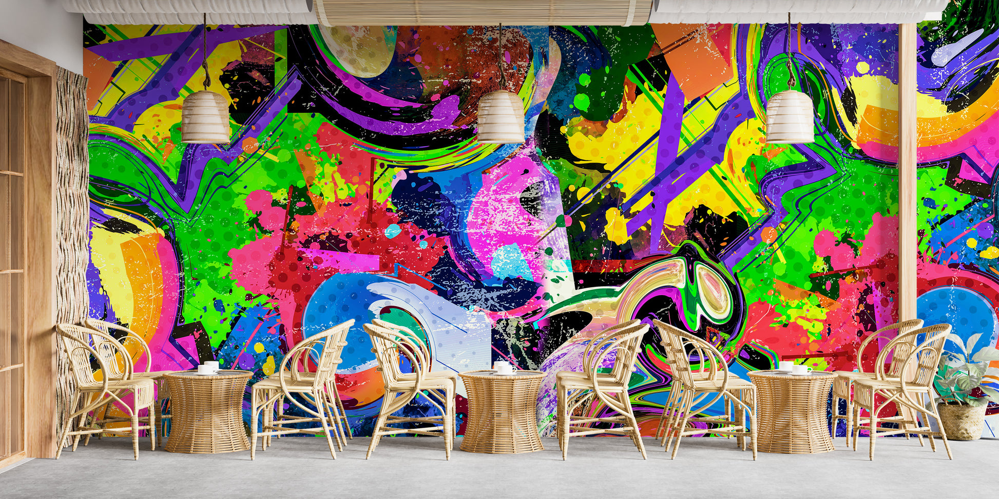 Urban-inspired graffiti wall art decoration
