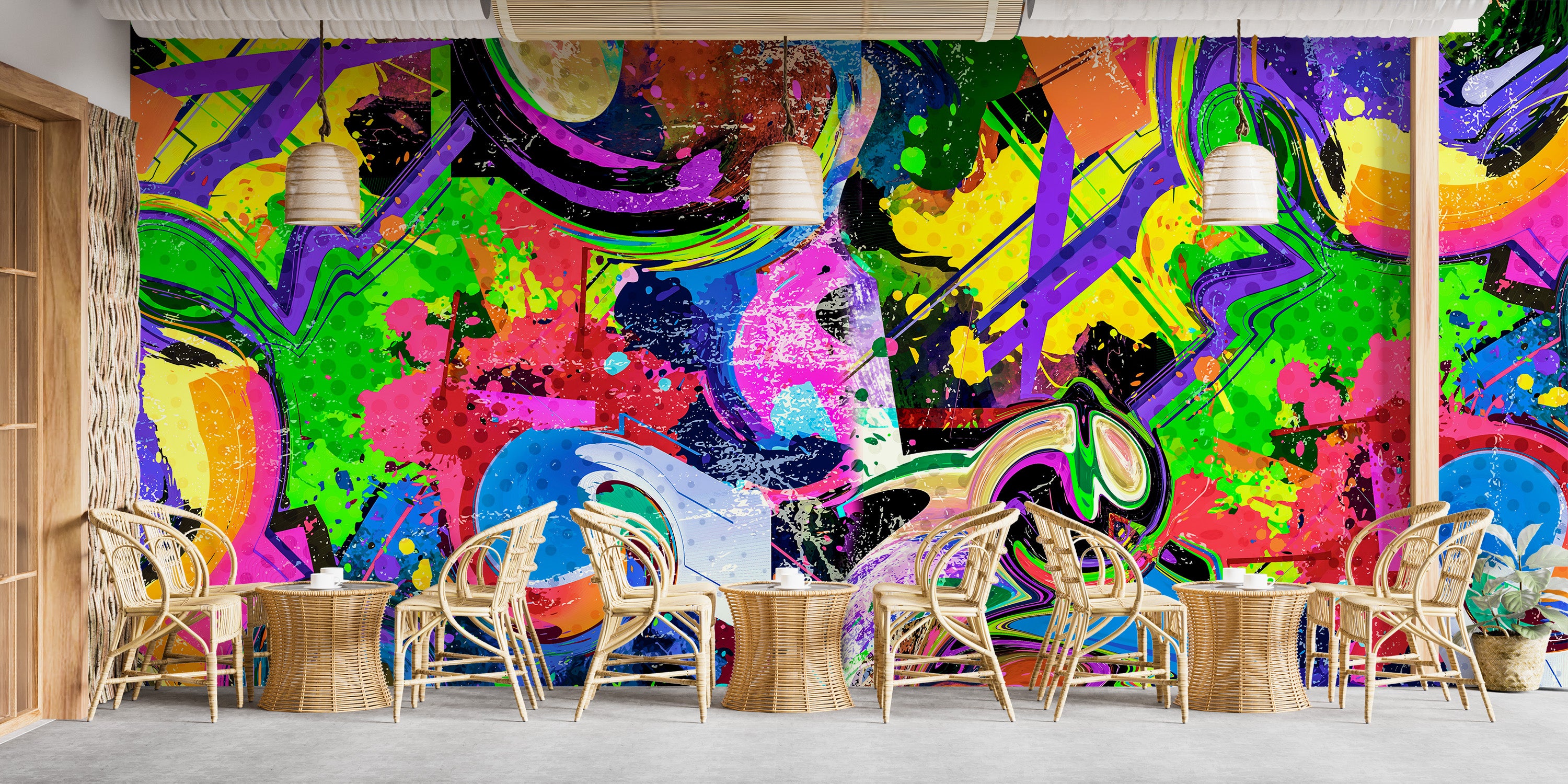 Urban-inspired graffiti wall art decoration
