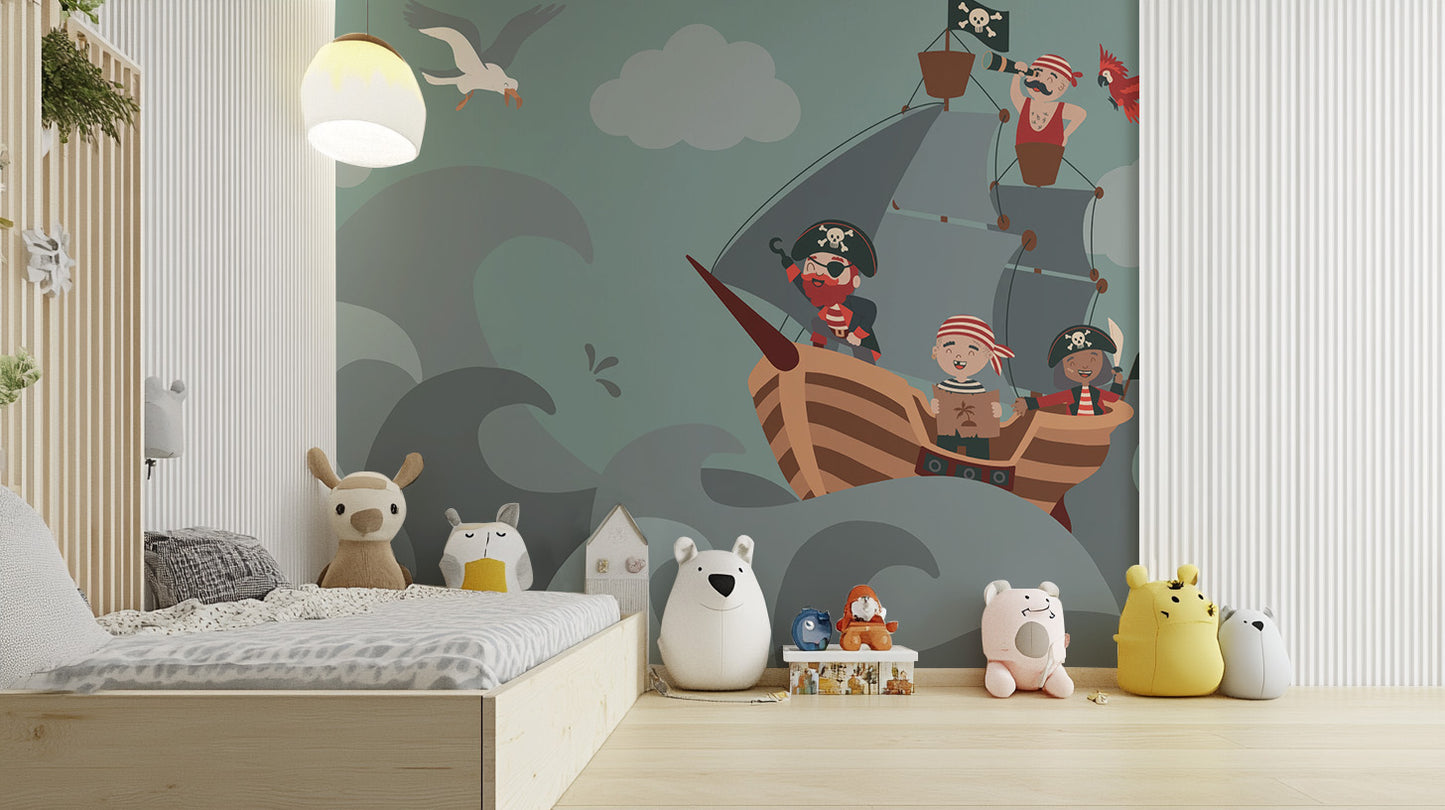 Adventurous Pirate Ship Wallpaper Mural