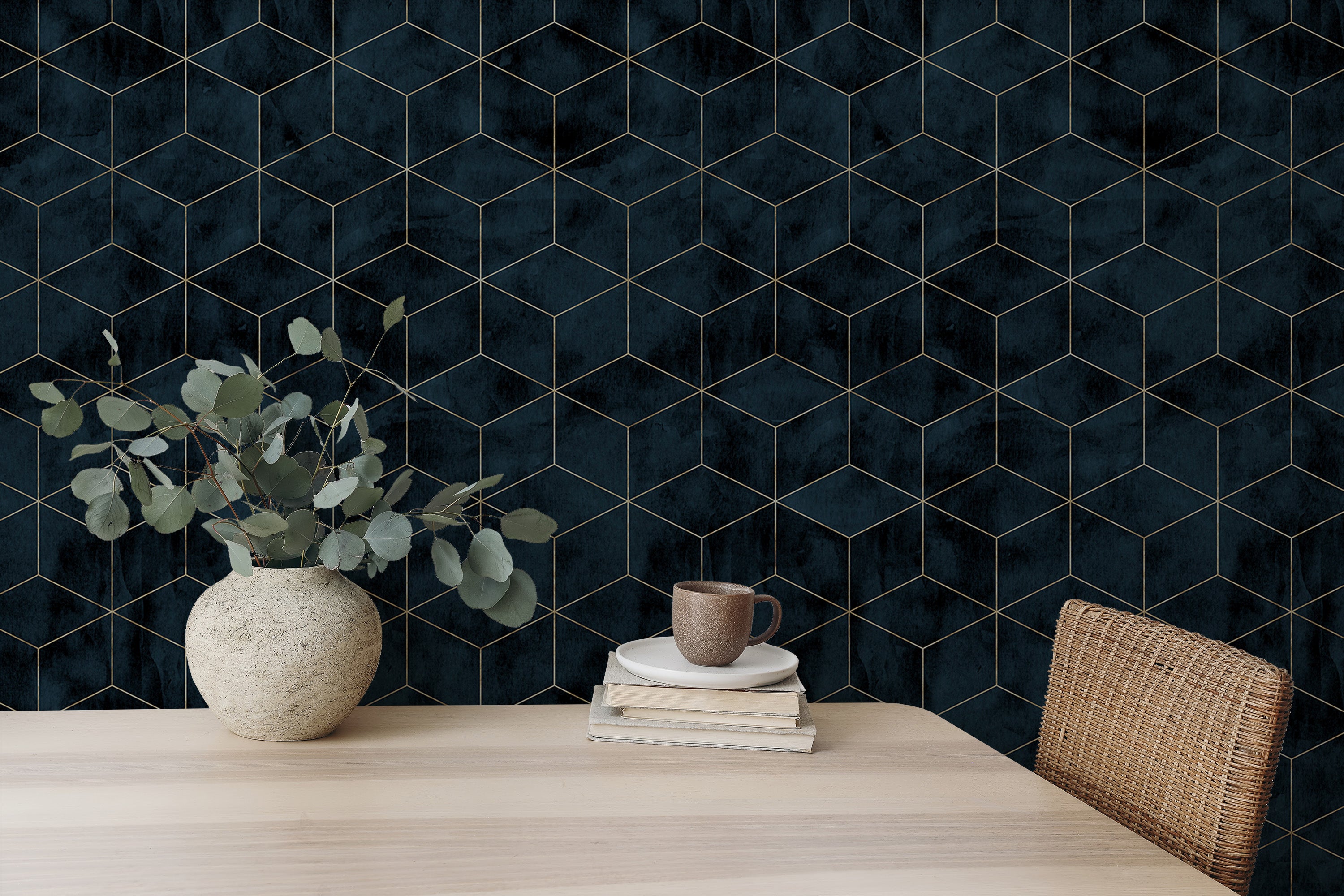 Stylish dark cube pattern peel and stick design.