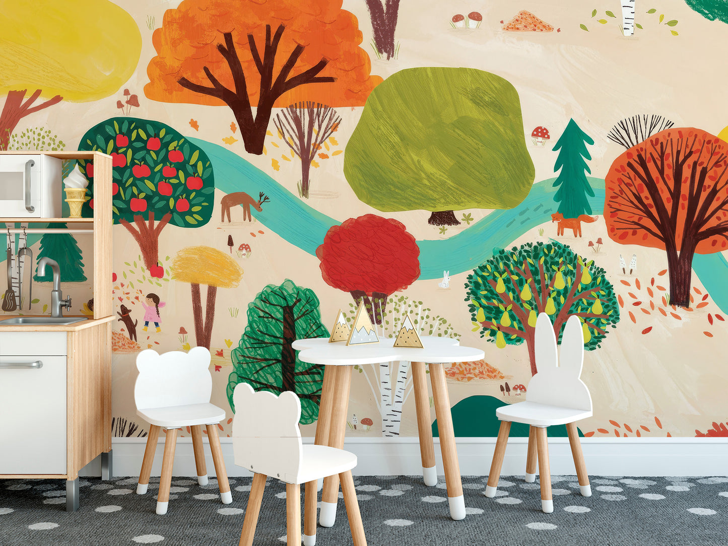 Bring color indoors with Colorful Tree Forest Mural