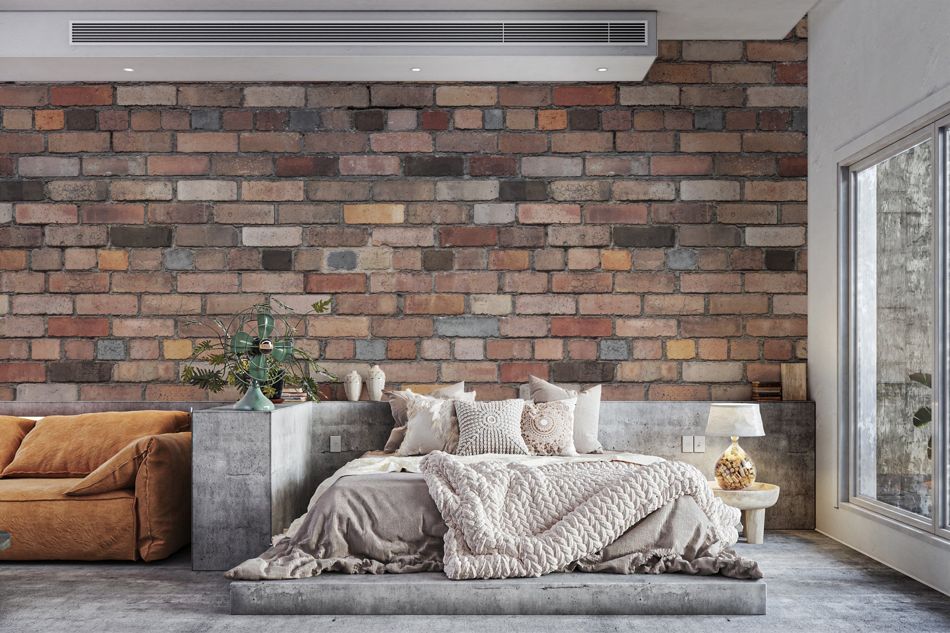 Vintage brick mural for creating an industrial-chic vibe