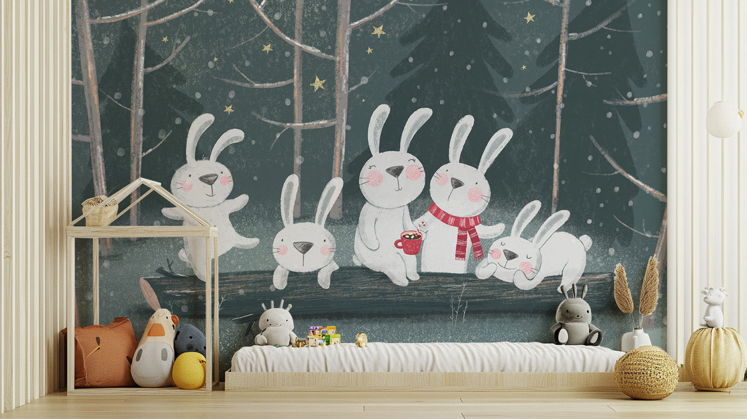 Winter Wonderland Rabbit Wallpaper Mural