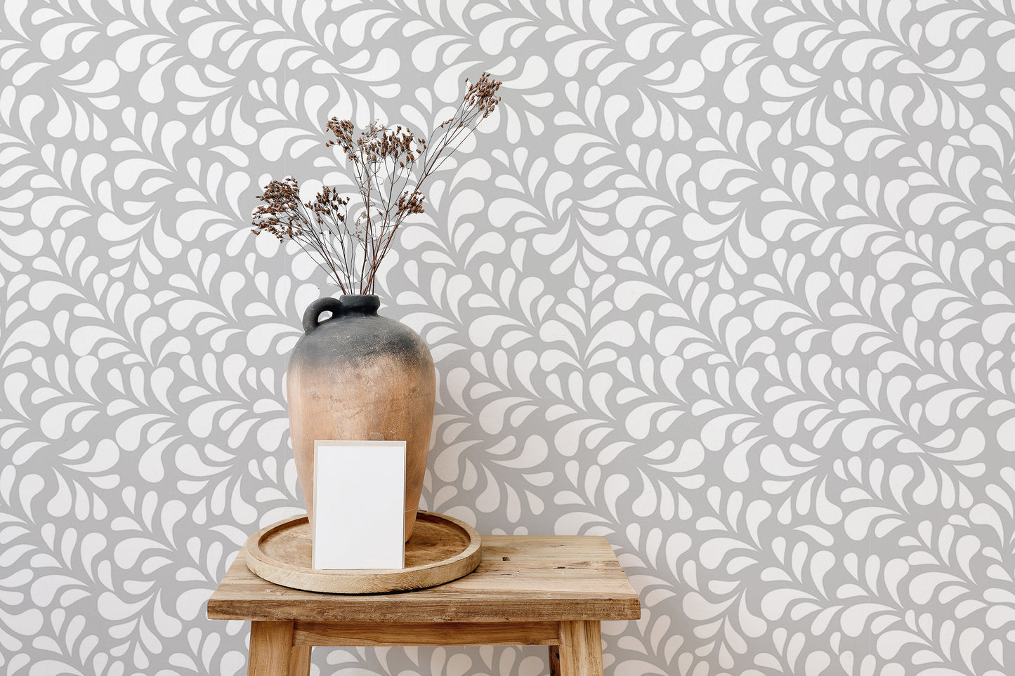 Vector Seamless White Drops Damask Wallpaper