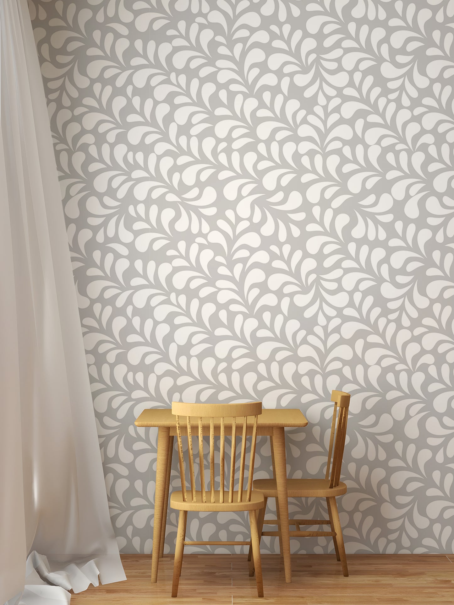 Vector Seamless White Drops Damask Wallpaper