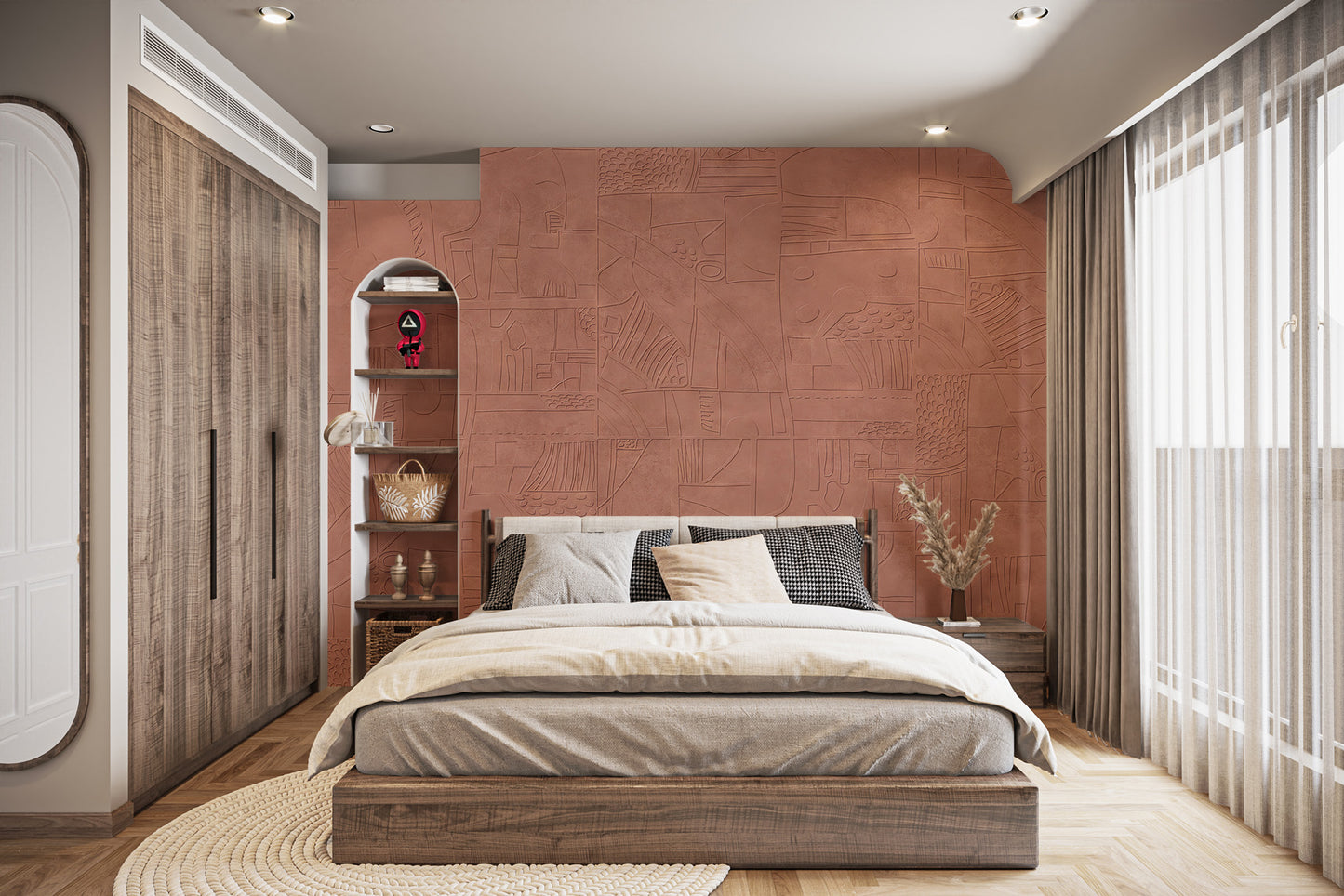 Modern Terracotta Textured Wallpaper Mural