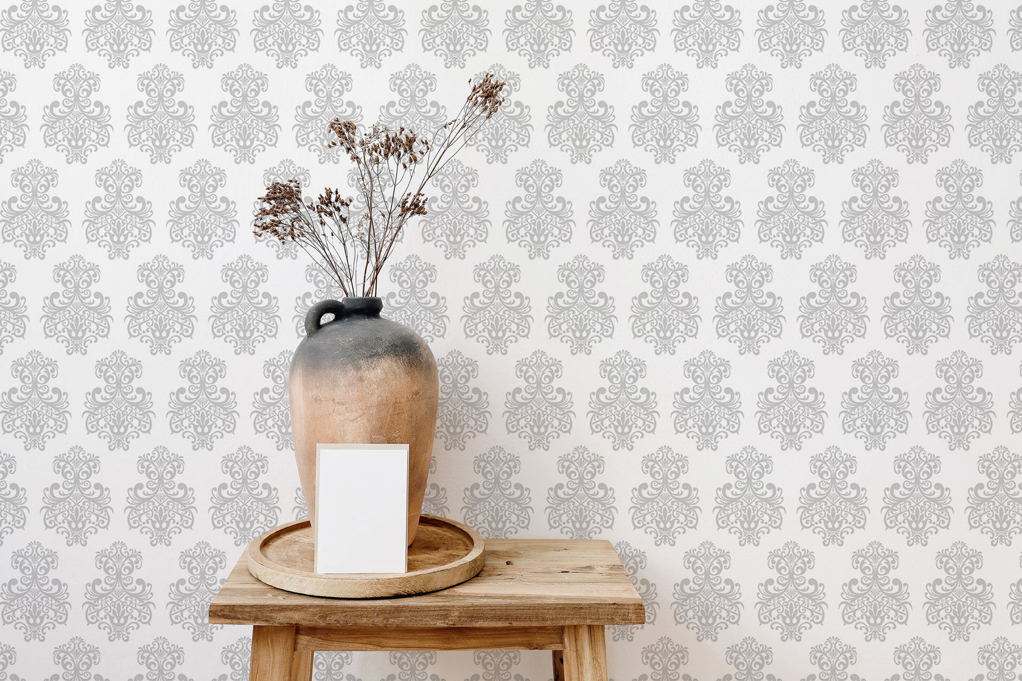 Damask Textured Repeat Pattern Removable Wallpaper