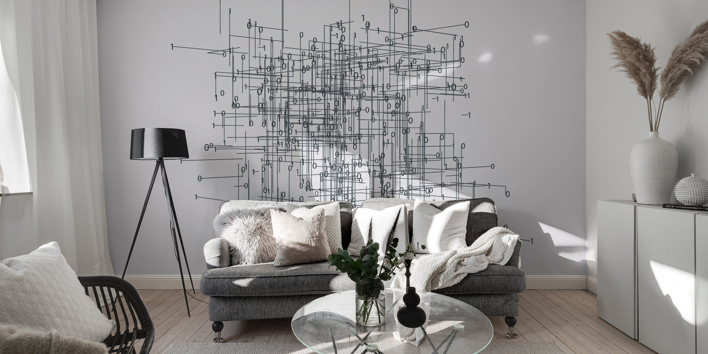 Detailed network wall mural for interiors
