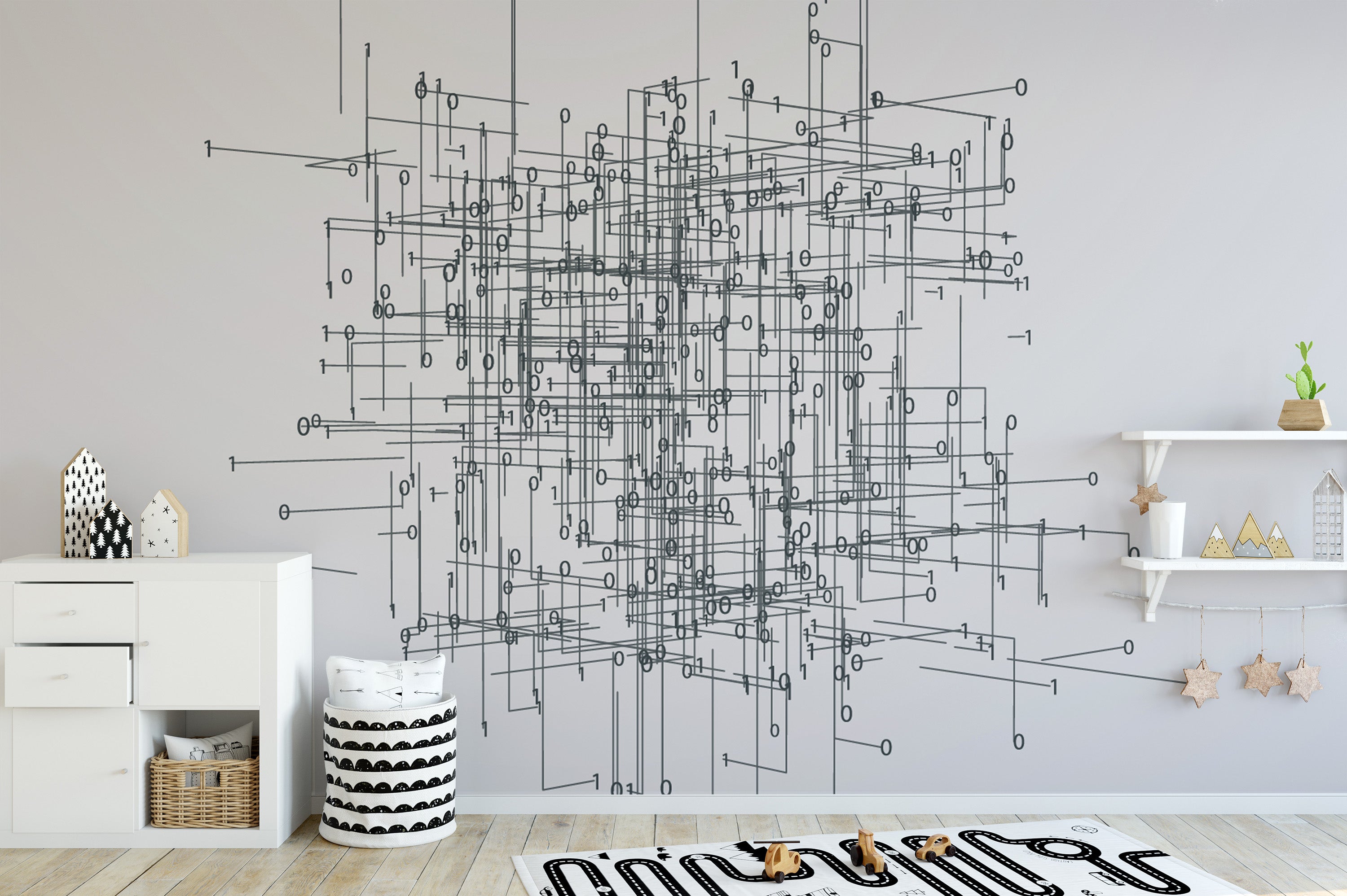 Intricate network mural for modern decor
