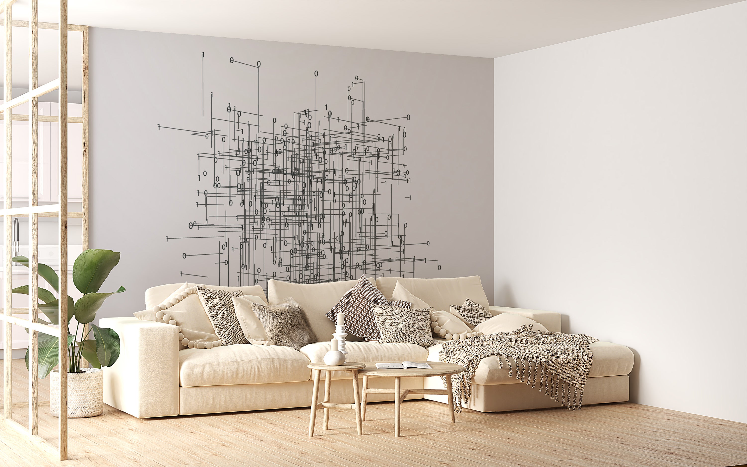 Stylish intricate network mural for walls
