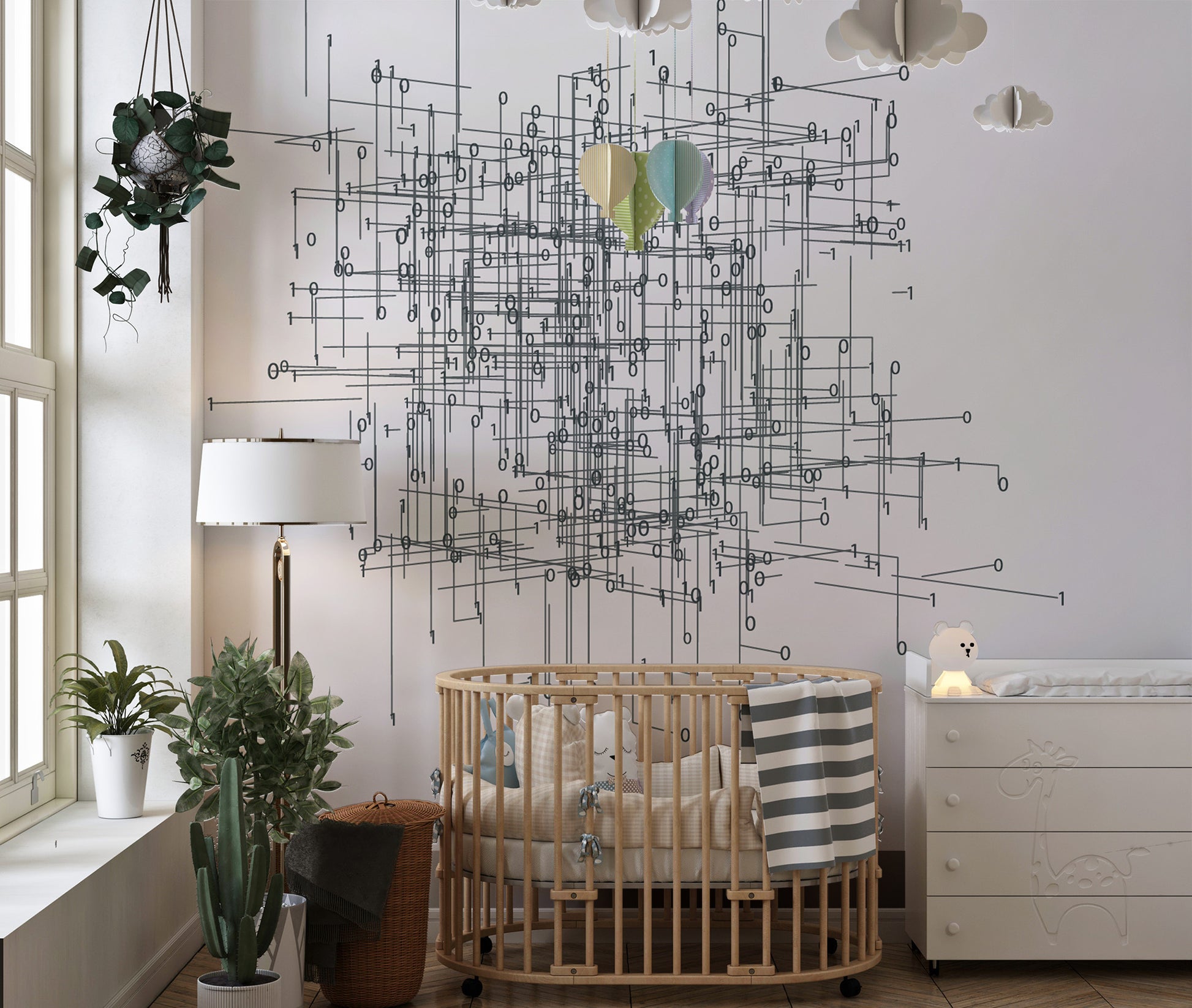 Elegant network wall mural for home spaces
