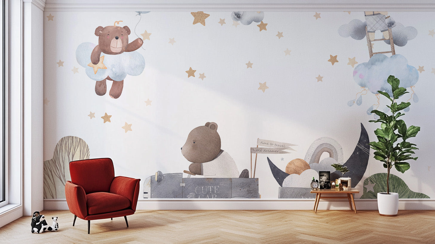 Decorative cloud bears wall mural for serene spaces