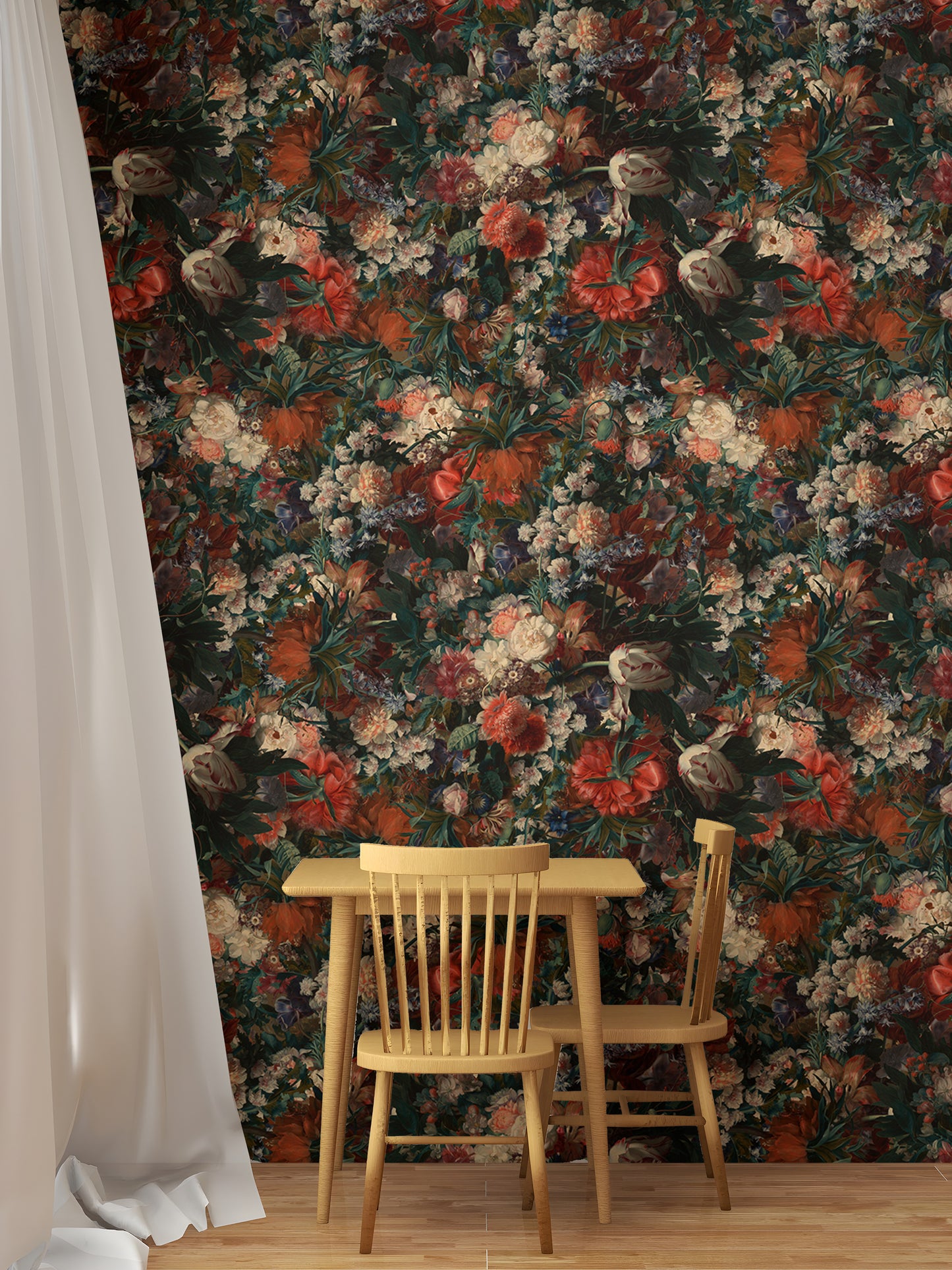 Vintage Classic Style Various Flowers Wallpaper For Walls