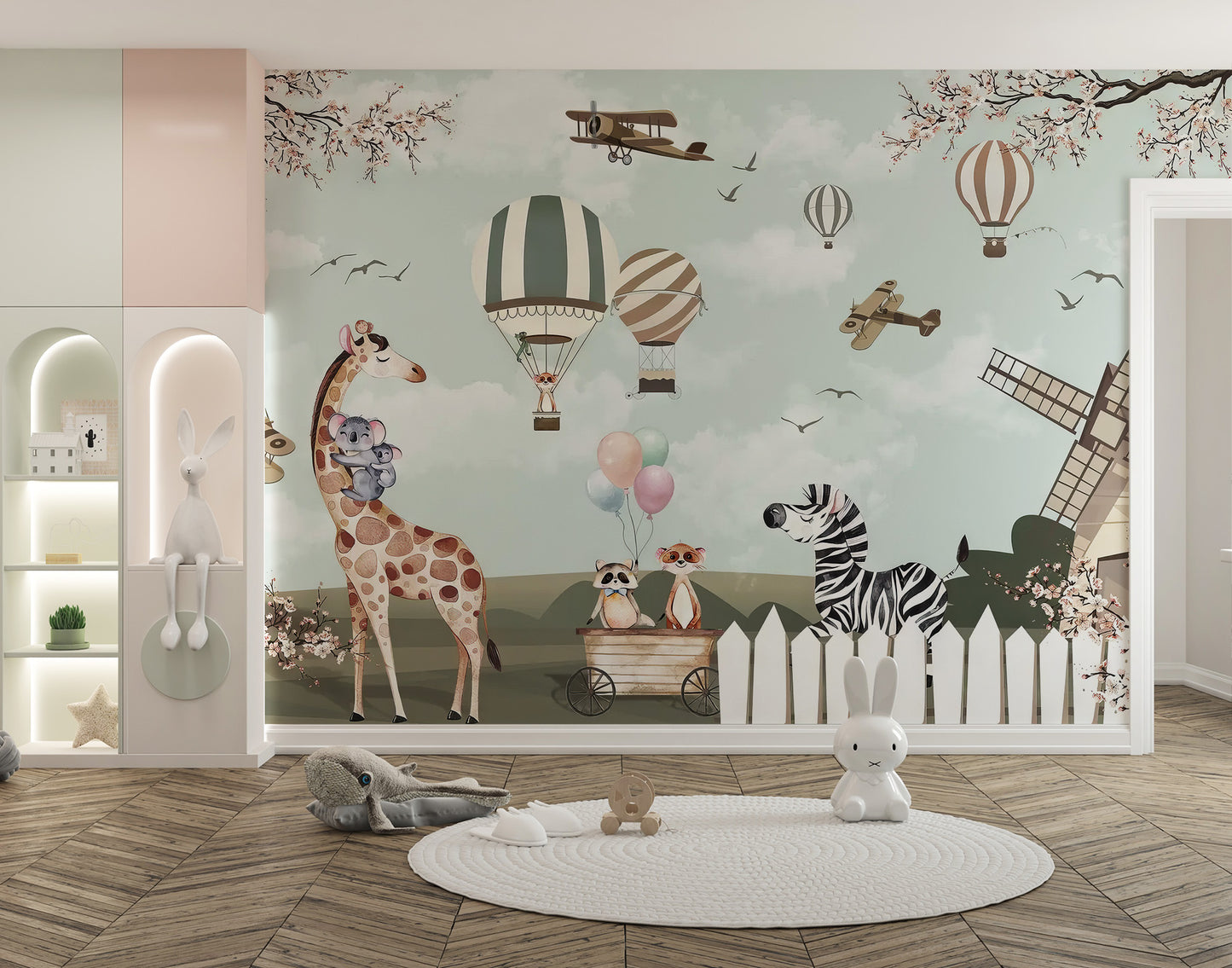 Kids wallpaper with woodland animals for cozy decor
