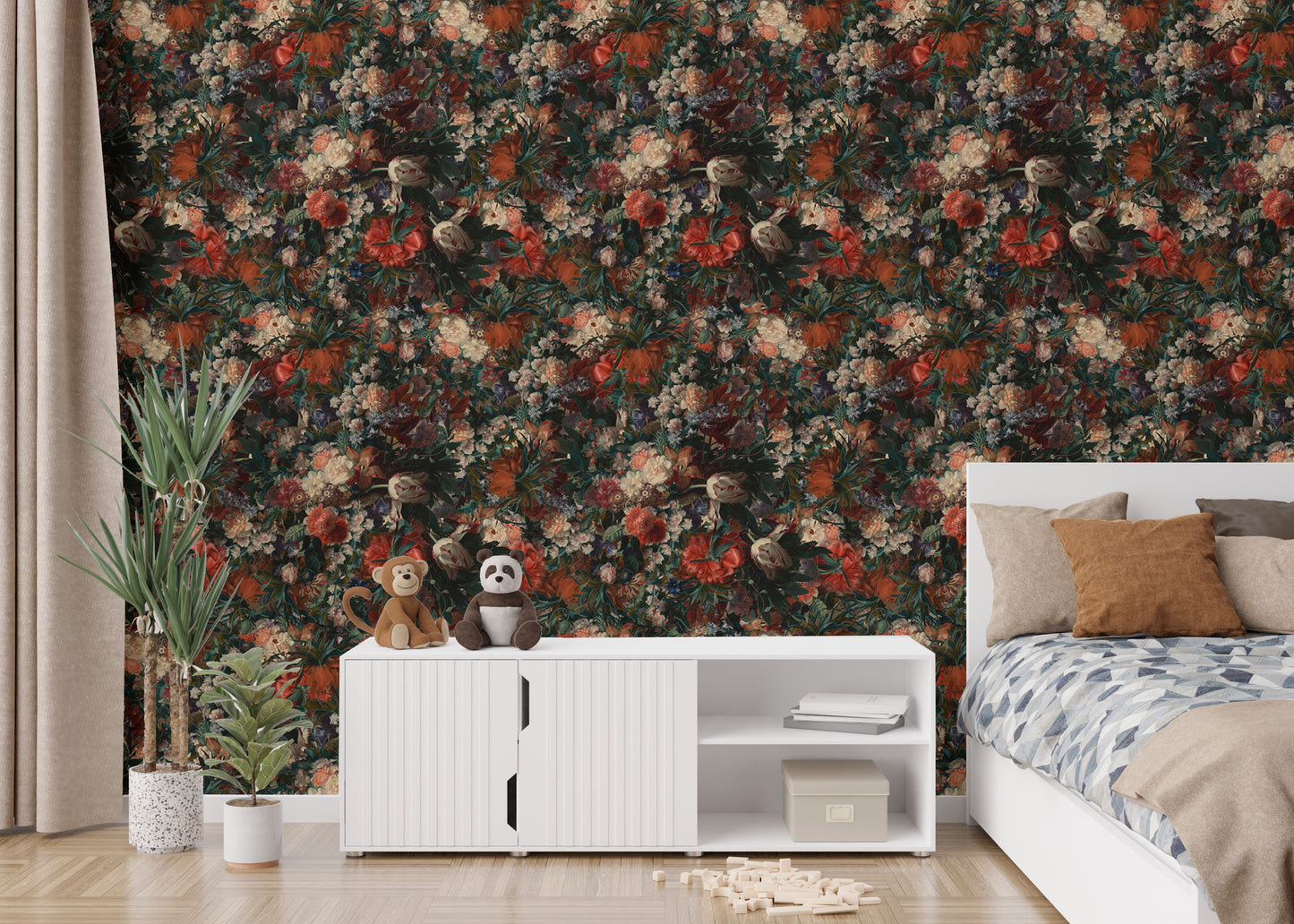 Vintage Classic Style Various Flowers Wallpaper For Walls