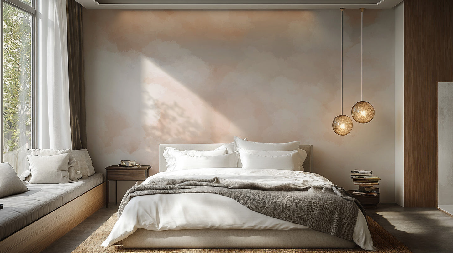 Self-adhesive sunrise wallpaper for peach interiors