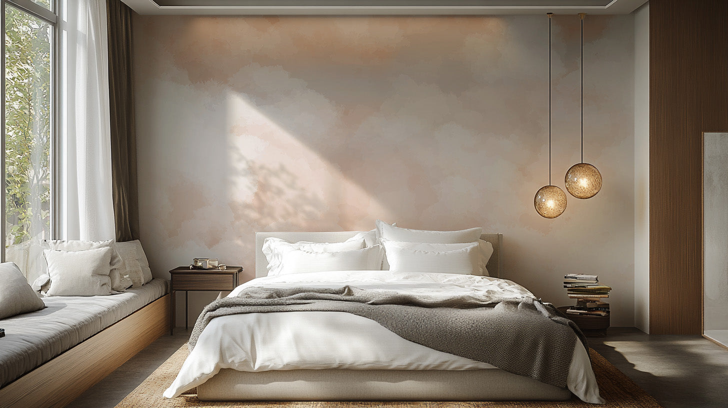 Self-adhesive sunrise wallpaper for peach interiors