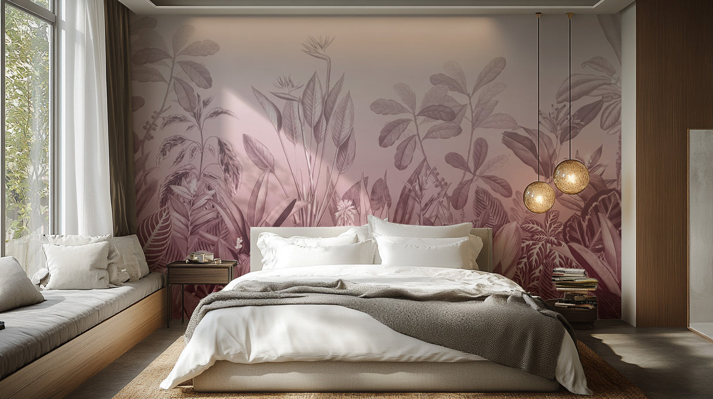 Pink Botanical Wall Mural