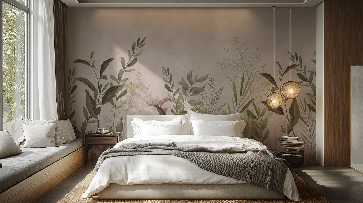 Temporary pristine botanic wallpaper for fresh decor