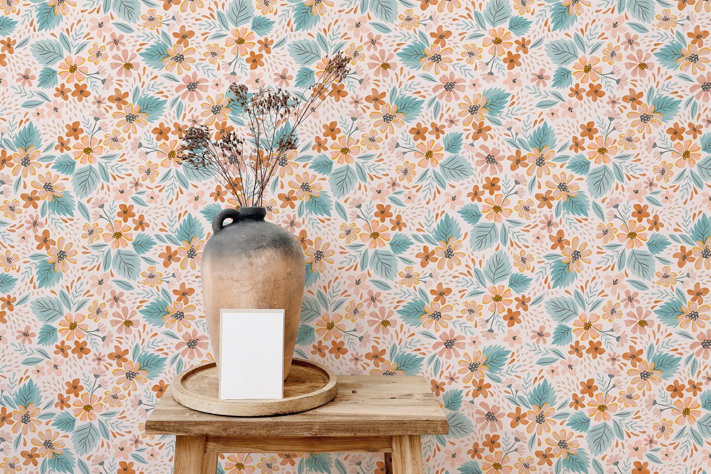 Watercolor Small Pattern Floral Pastel Colors Wallpaper