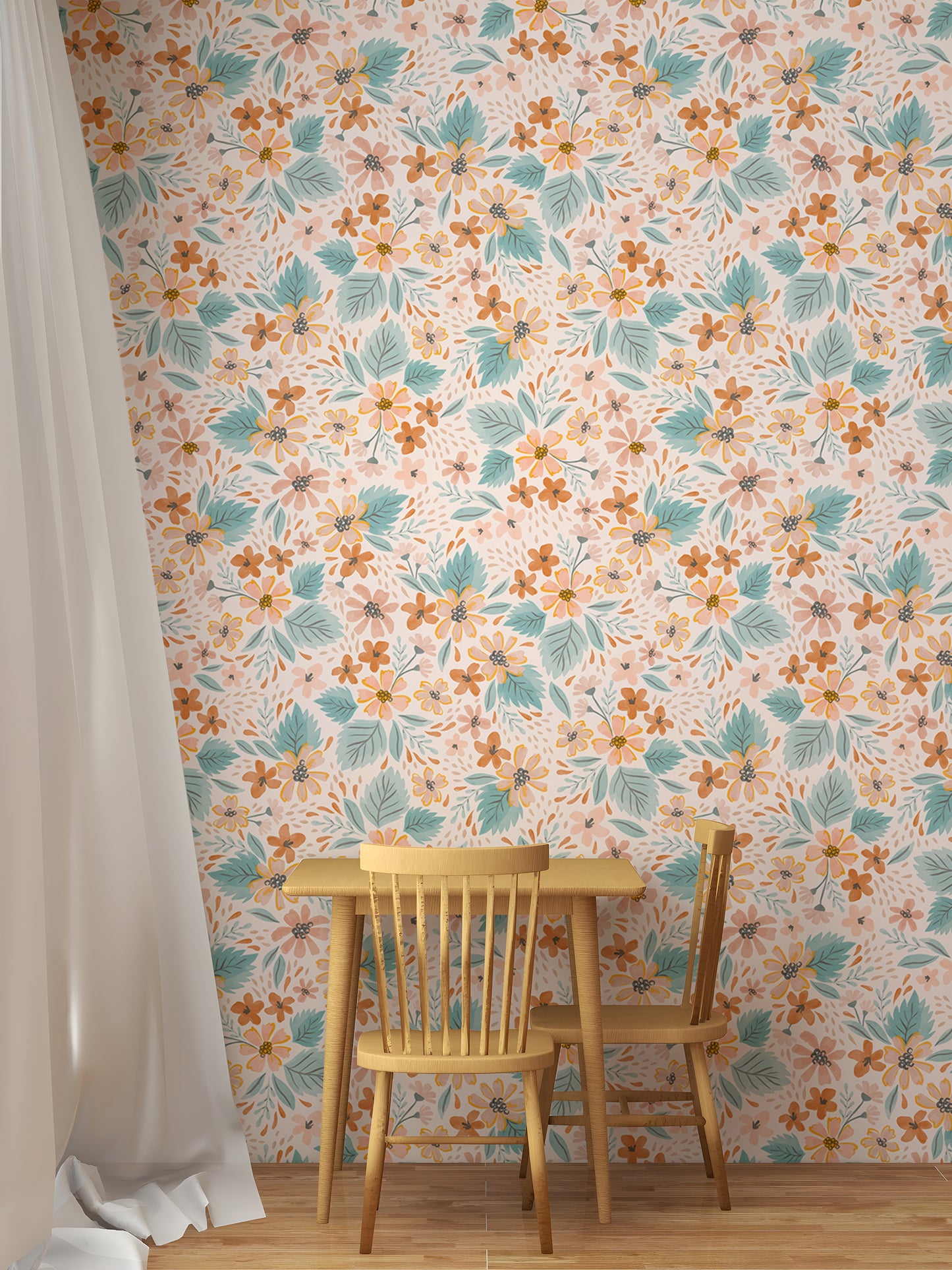 Watercolor Small Pattern Floral Pastel Colors Wallpaper