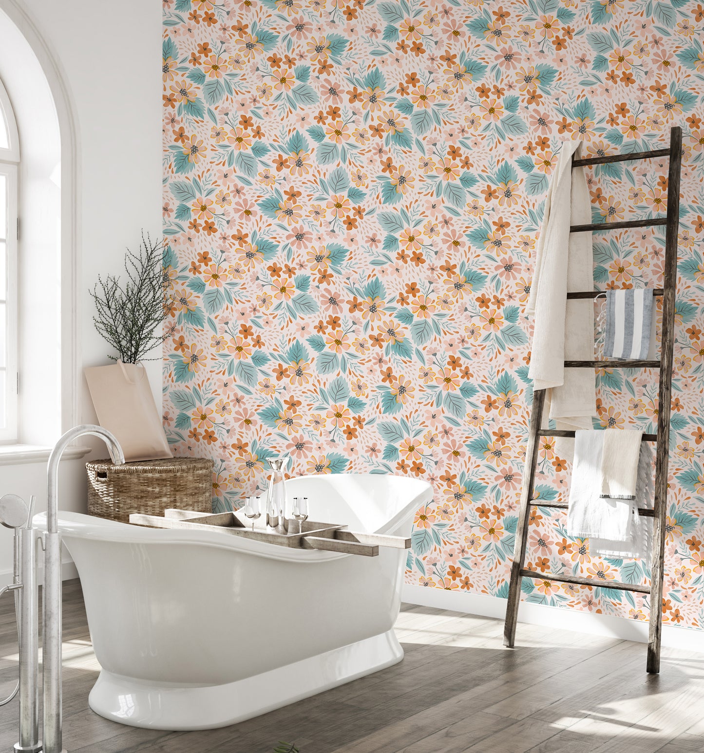 Watercolor Small Pattern Floral Pastel Colors Wallpaper