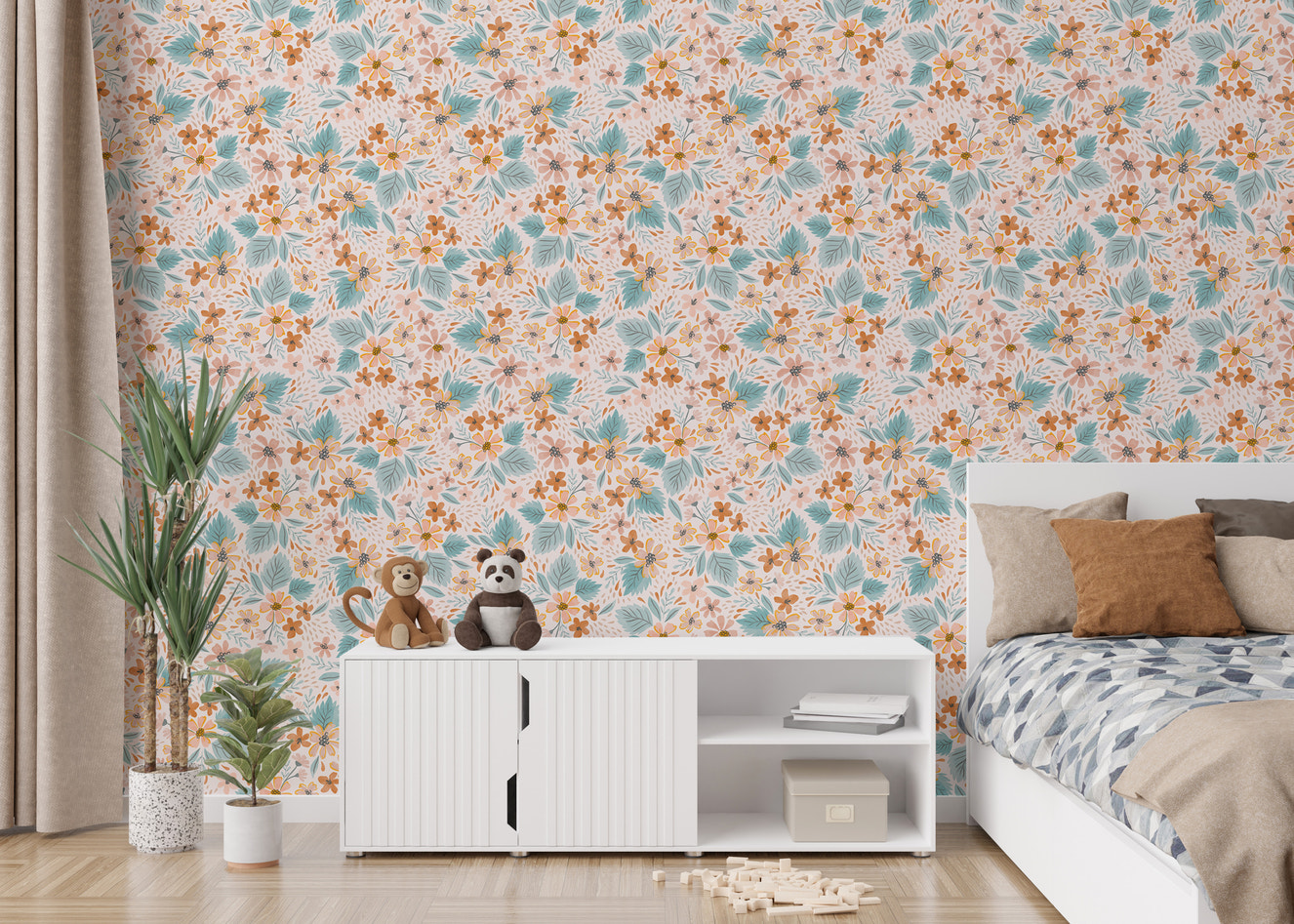 Watercolor Small Pattern Floral Pastel Colors Wallpaper