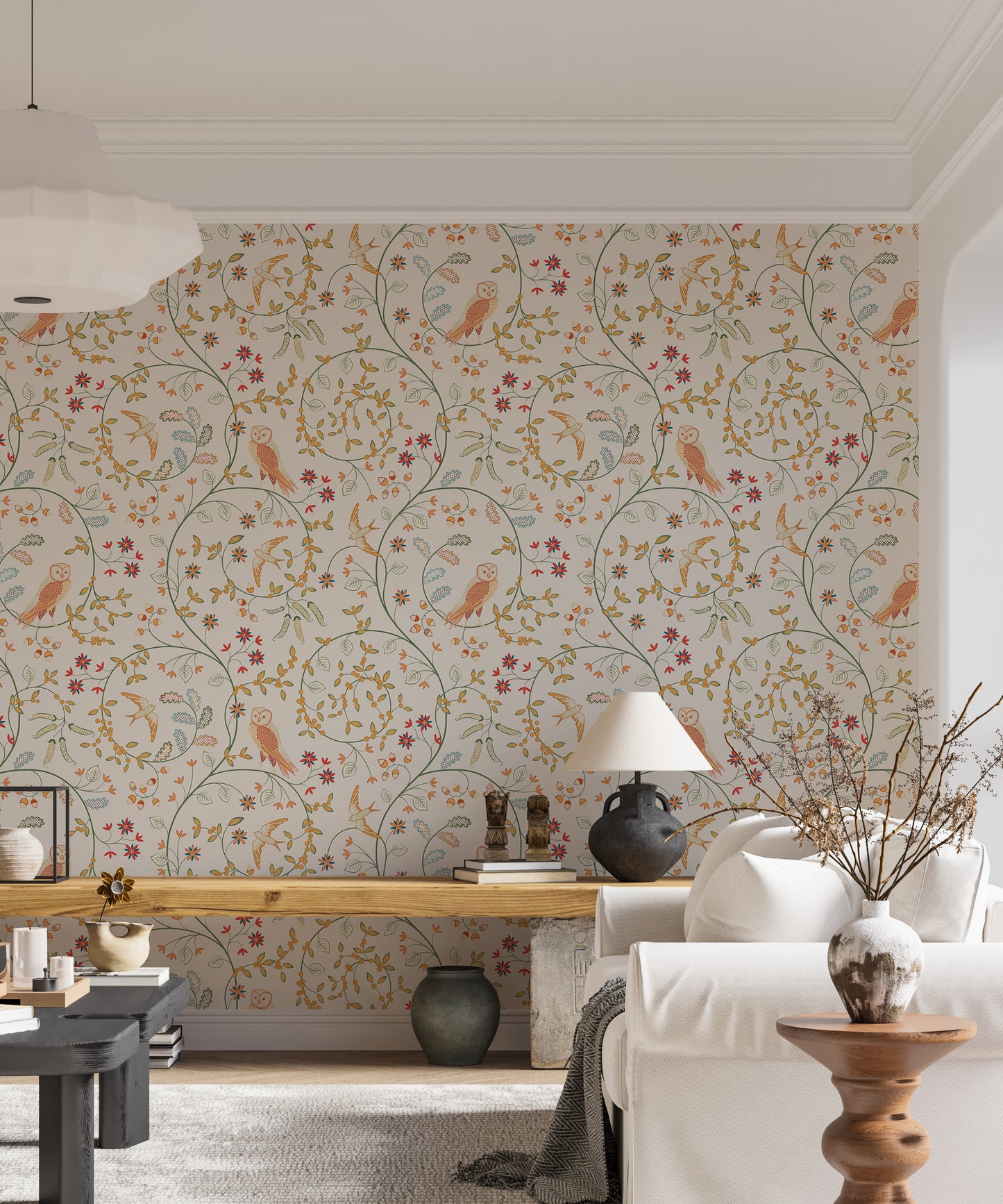 Newill Peppermint Russet Flower Wallpaper For Walls