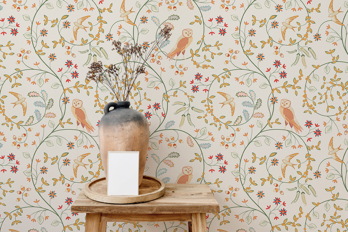 Newill Peppermint Russet Flower Wallpaper For Walls