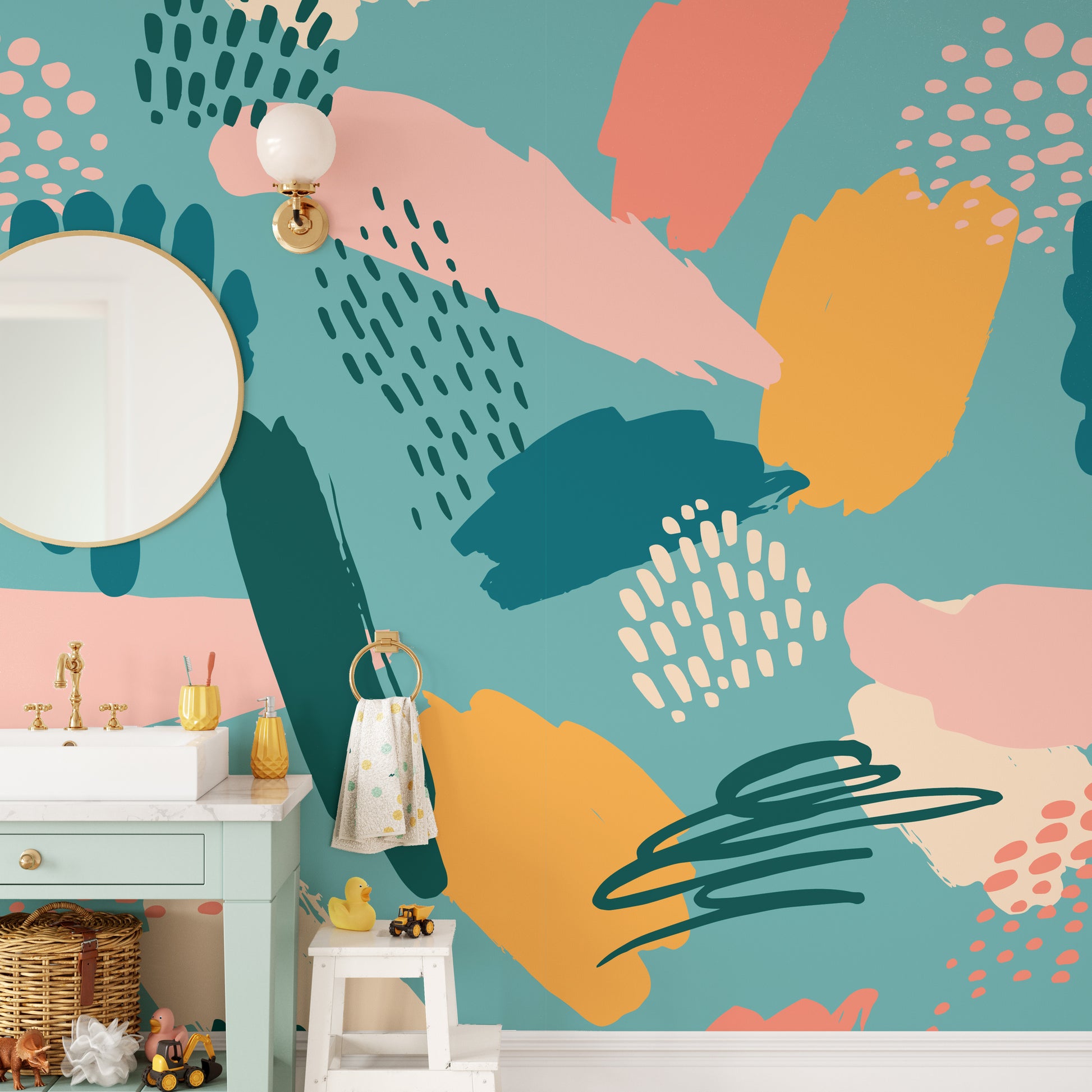 Multicolor design seamless wall mural
