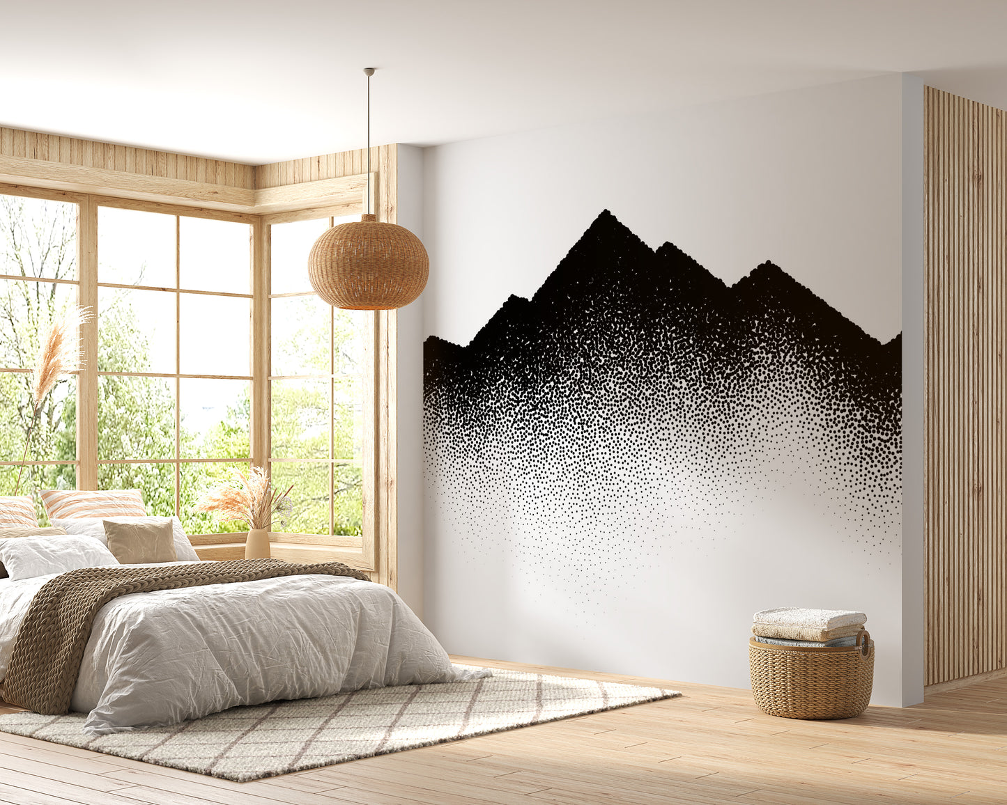 Dotted nature-inspired tapestry wallpaper
