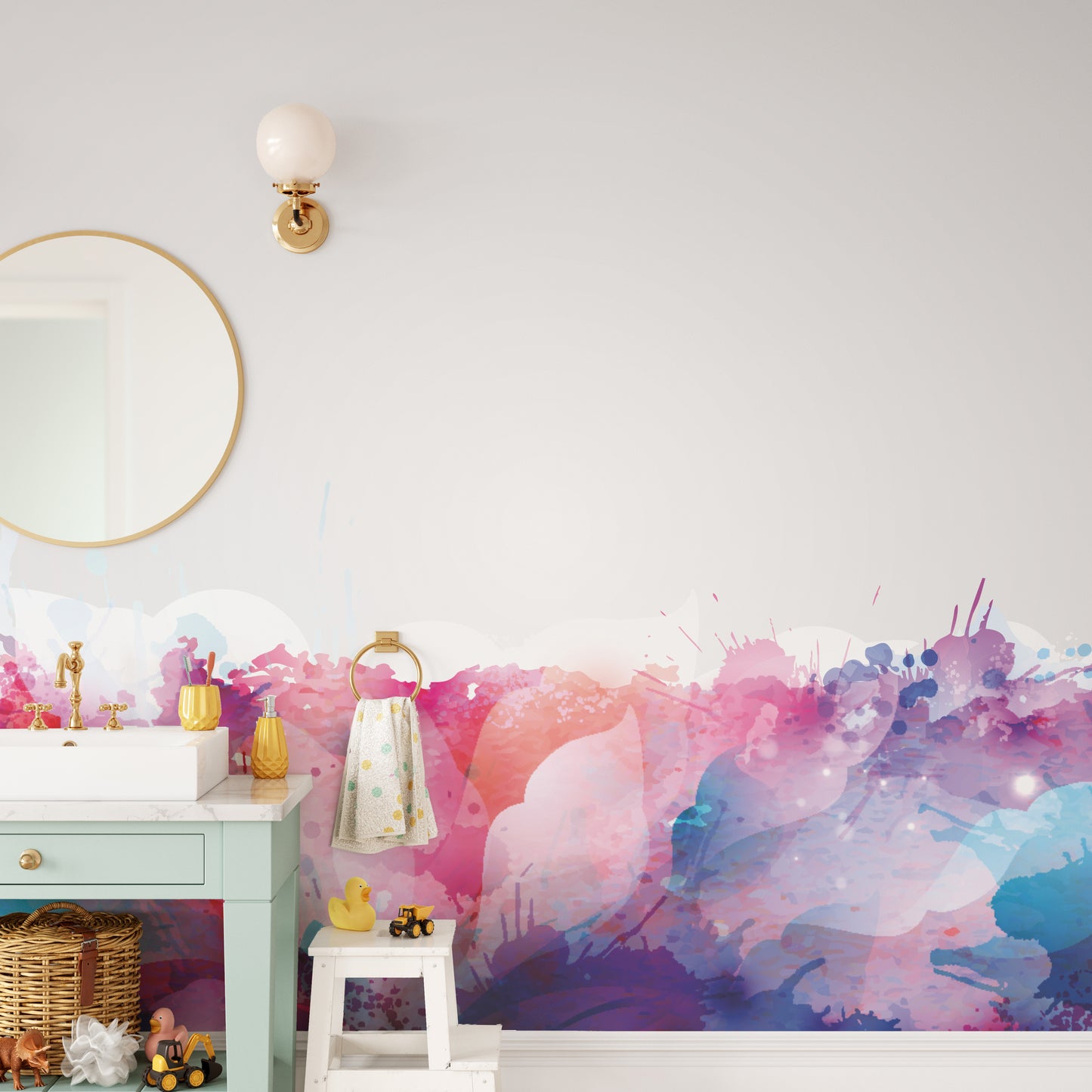 Vibrant watercolor brushstroke mural wallpaper
