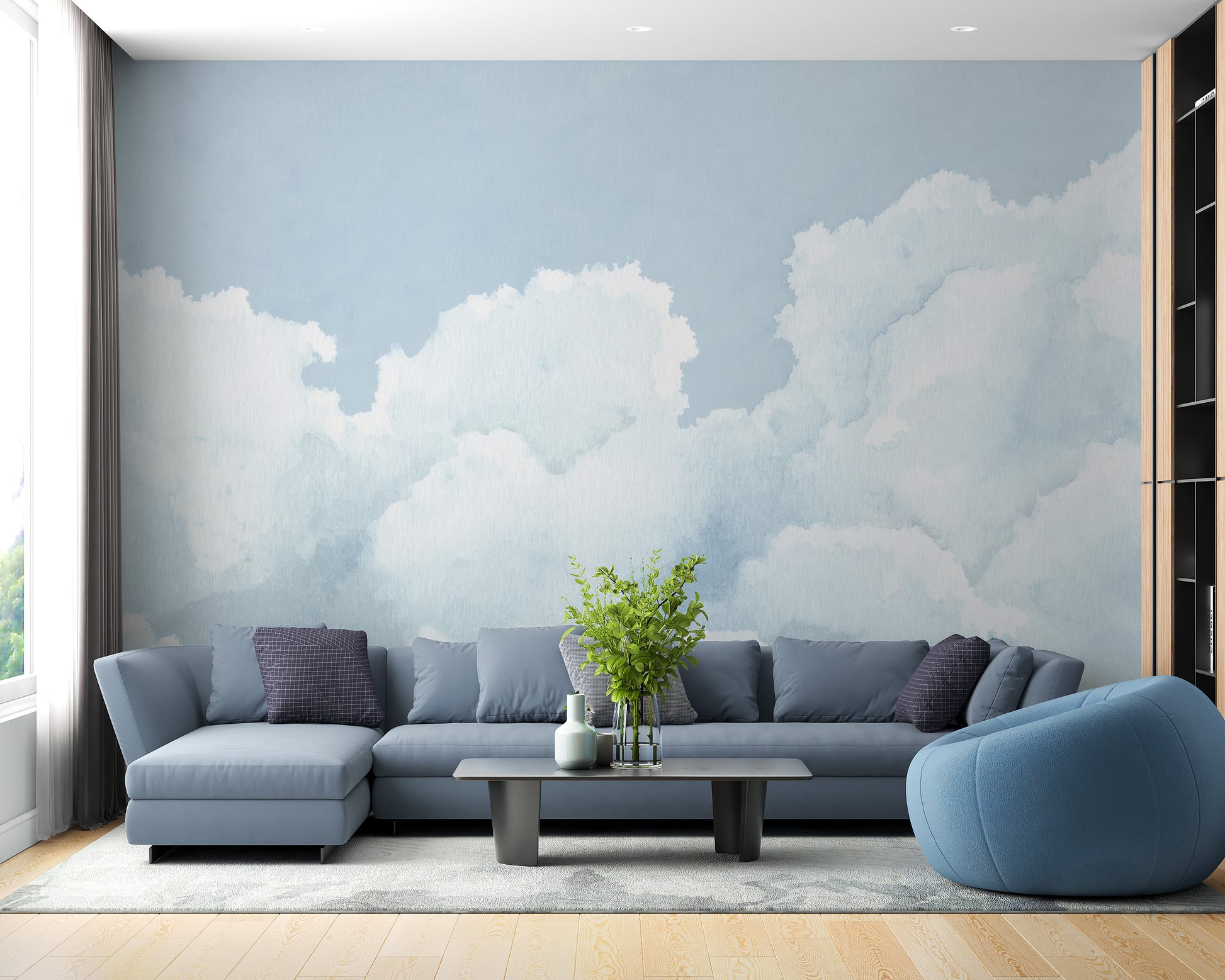 Tranquil cloudy sky wallpaper with light blue tones
