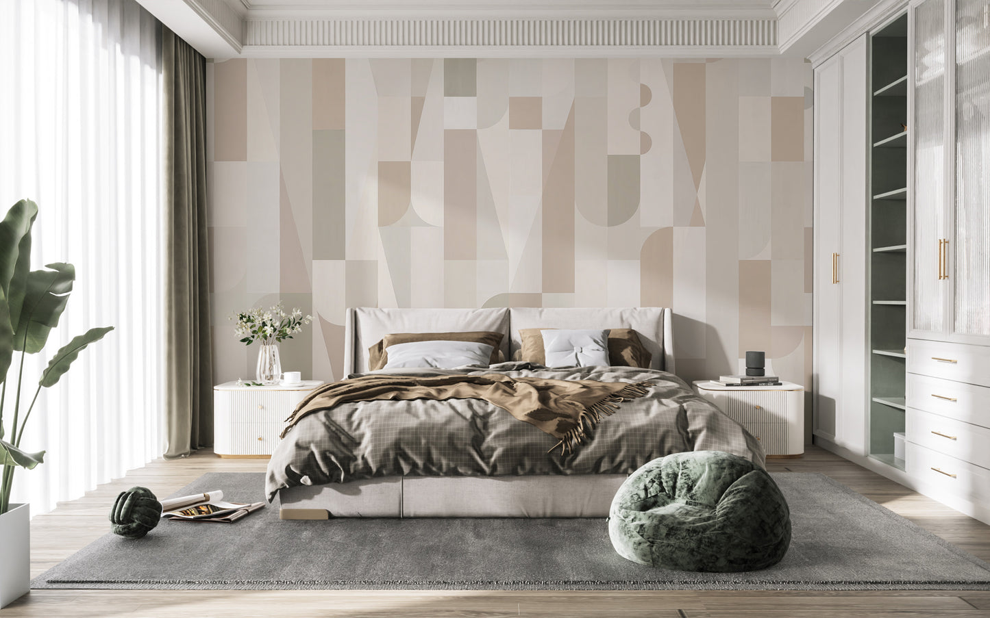 Geometric Sepia Wall Mural