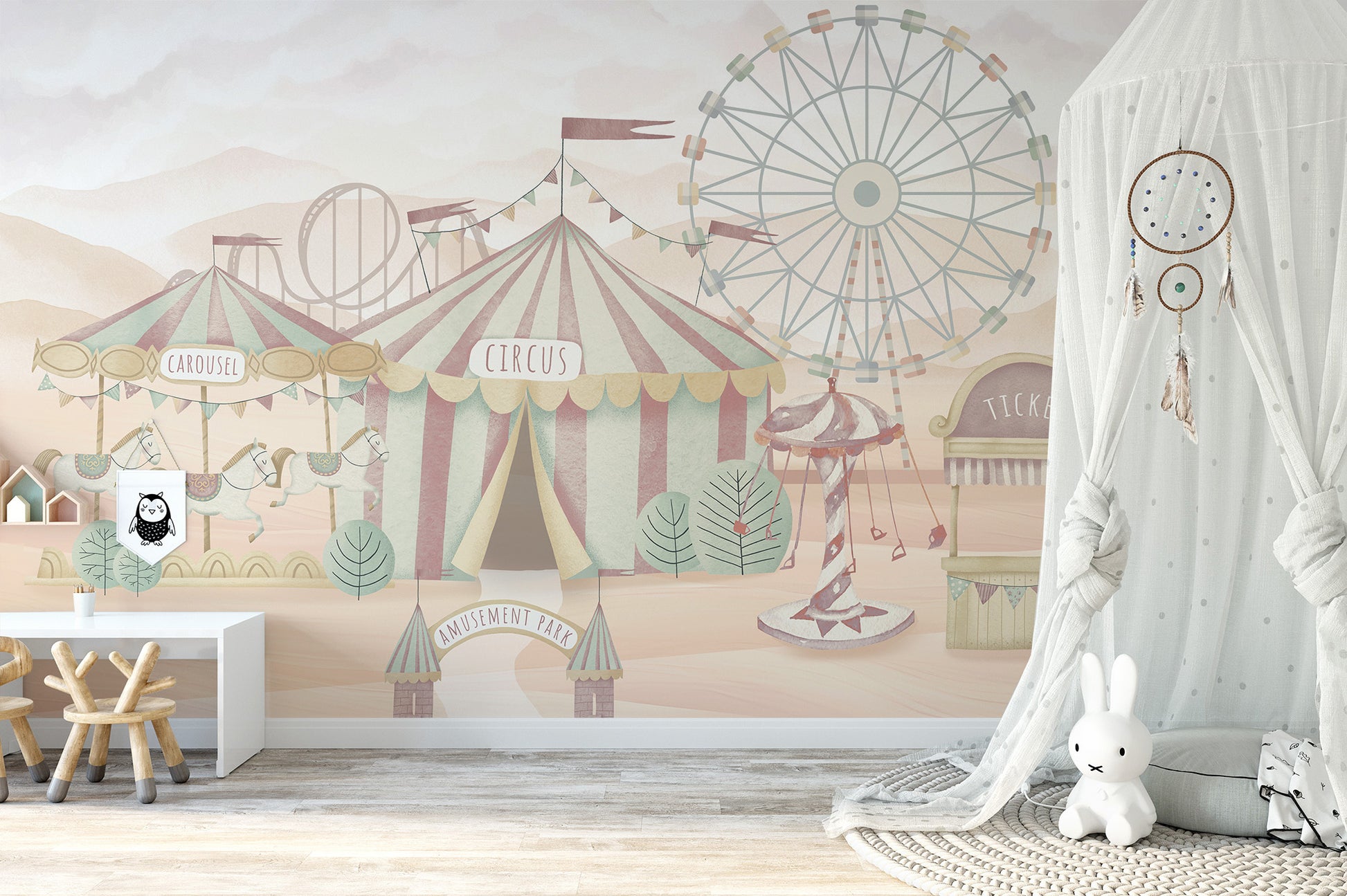 Circus Adventure Wallpaper Mural with playful designs