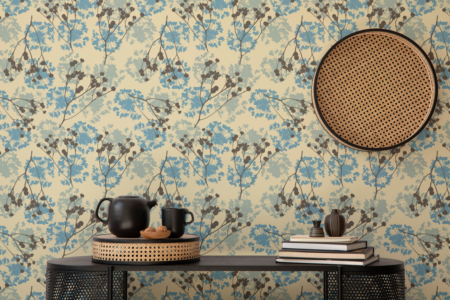 Delicate floral wallpaper mural for cozy and elegant decor
