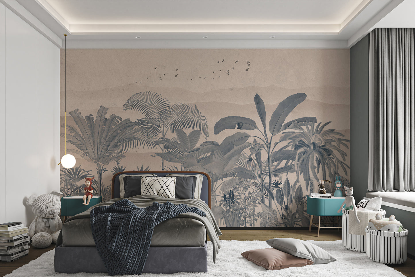 Brown Tropical Jungle Wall Mural