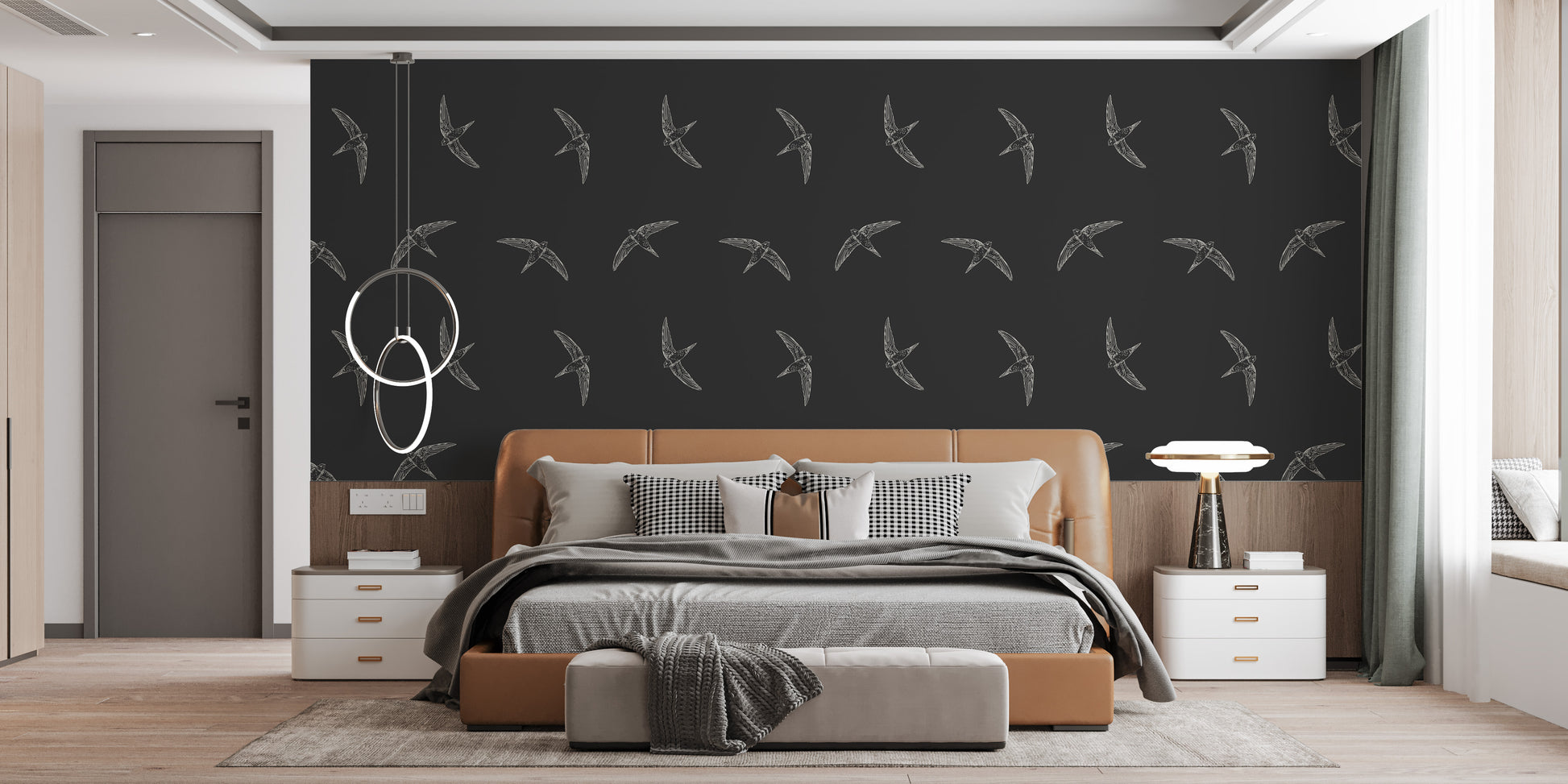 Dark swallow bird mural for your walls
