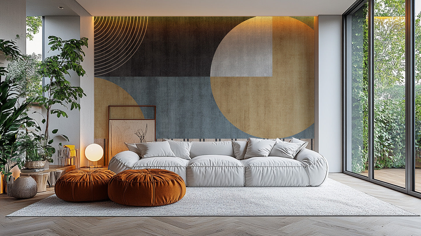 Contemporary urban chic mural with geometric design details