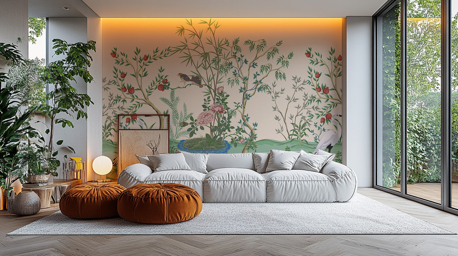 Decorative mural showcasing traditional Chinese vase motifs