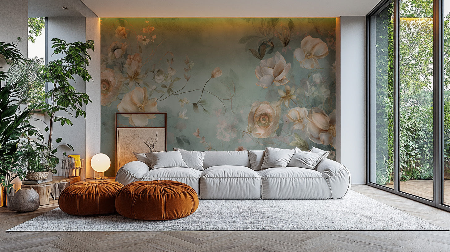 Spring-inspired mural featuring soft and delicate designs