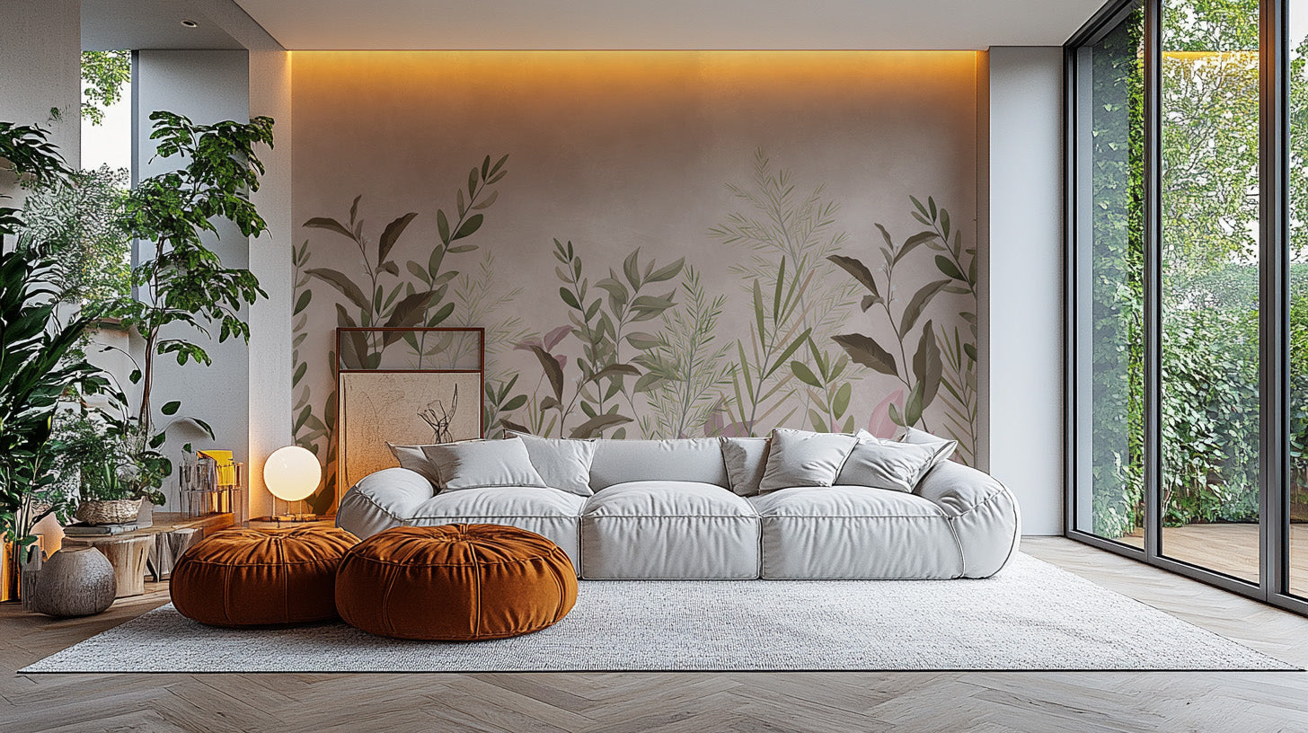 Self-adhesive botanic wallpaper for natural ambiance