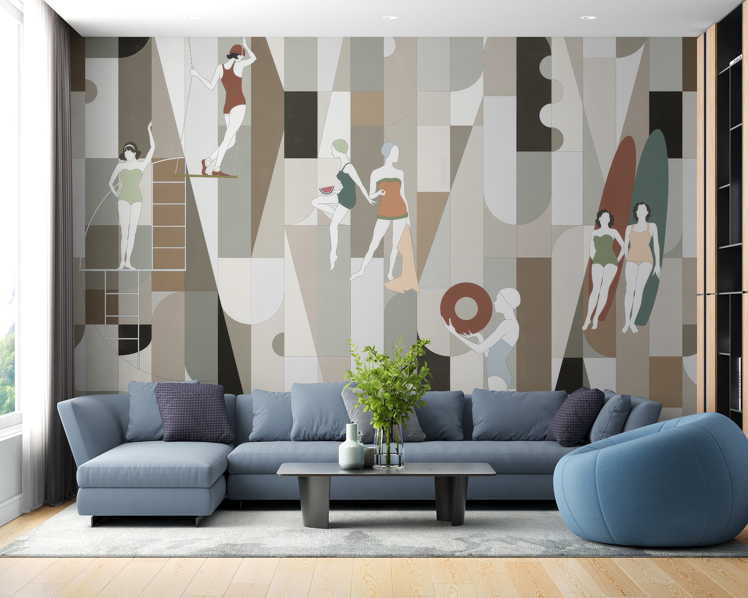 Decorative wallpaper for upscale fashion store interiors