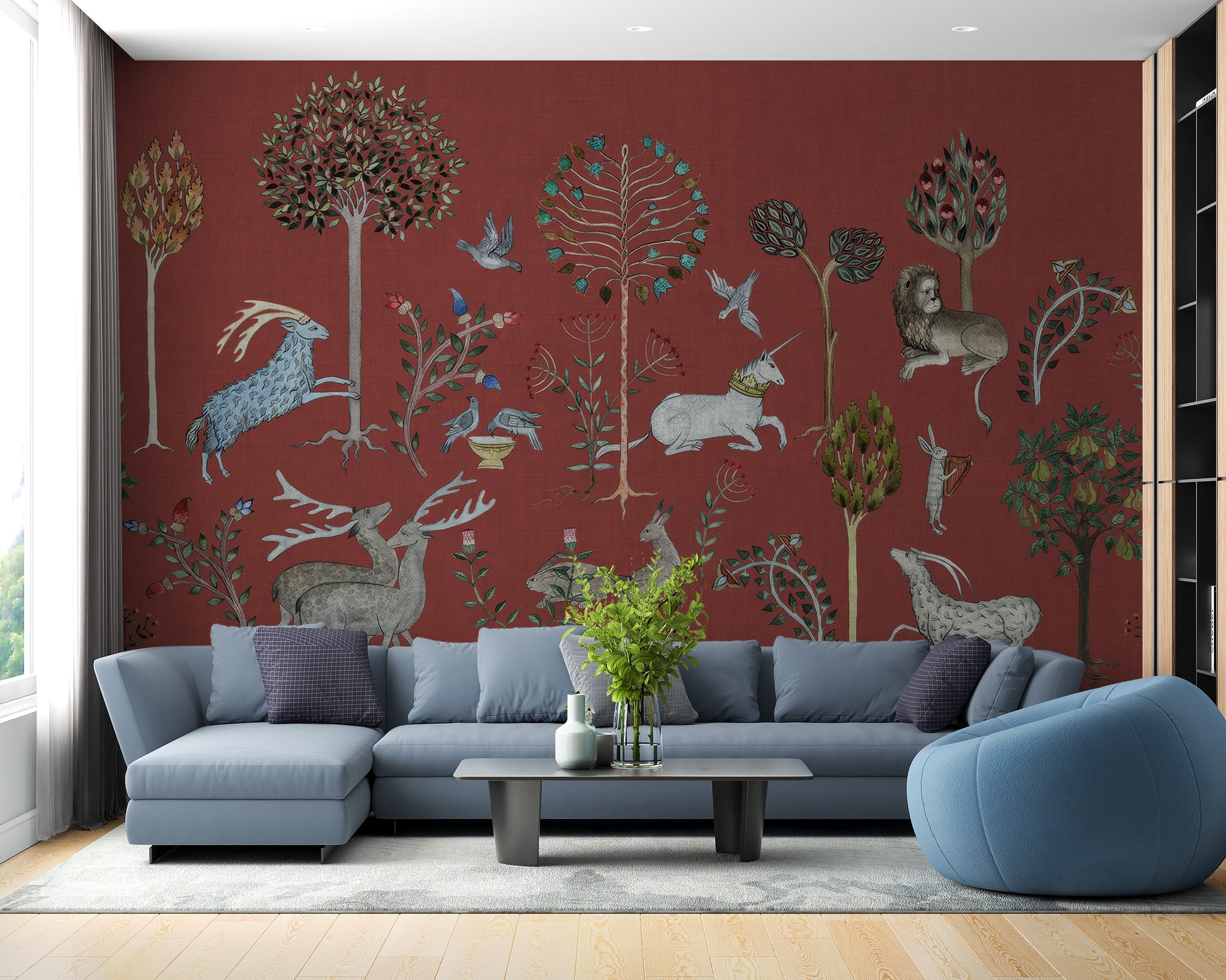 Self-adhesive mystical creature mural for fantasy interiors