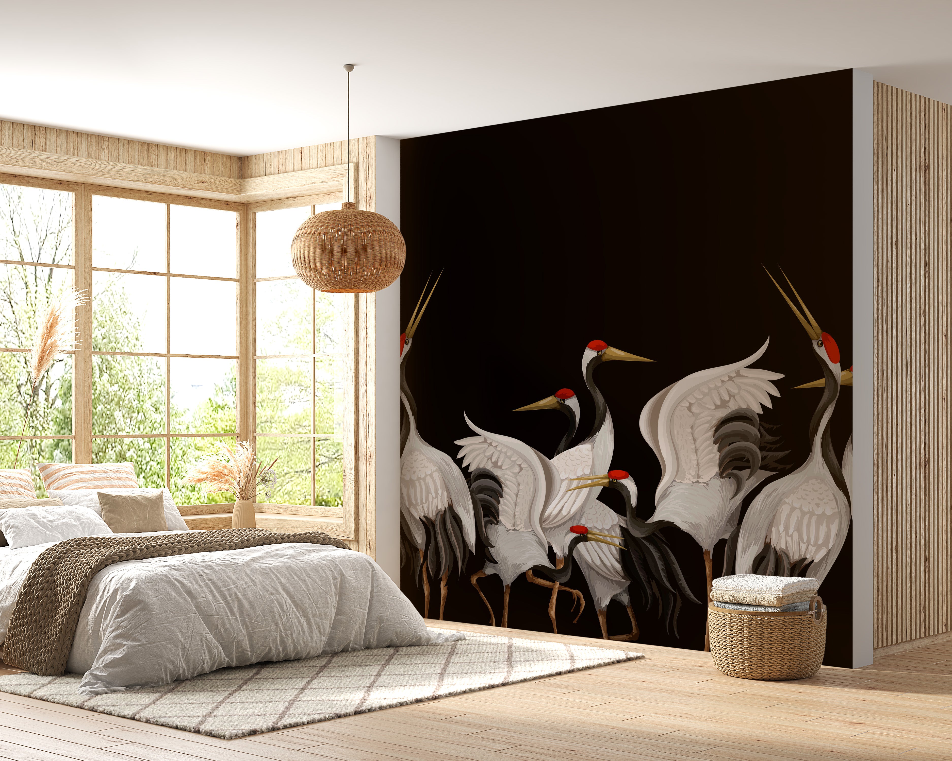 Japanese crane wallpaper mural beauty
