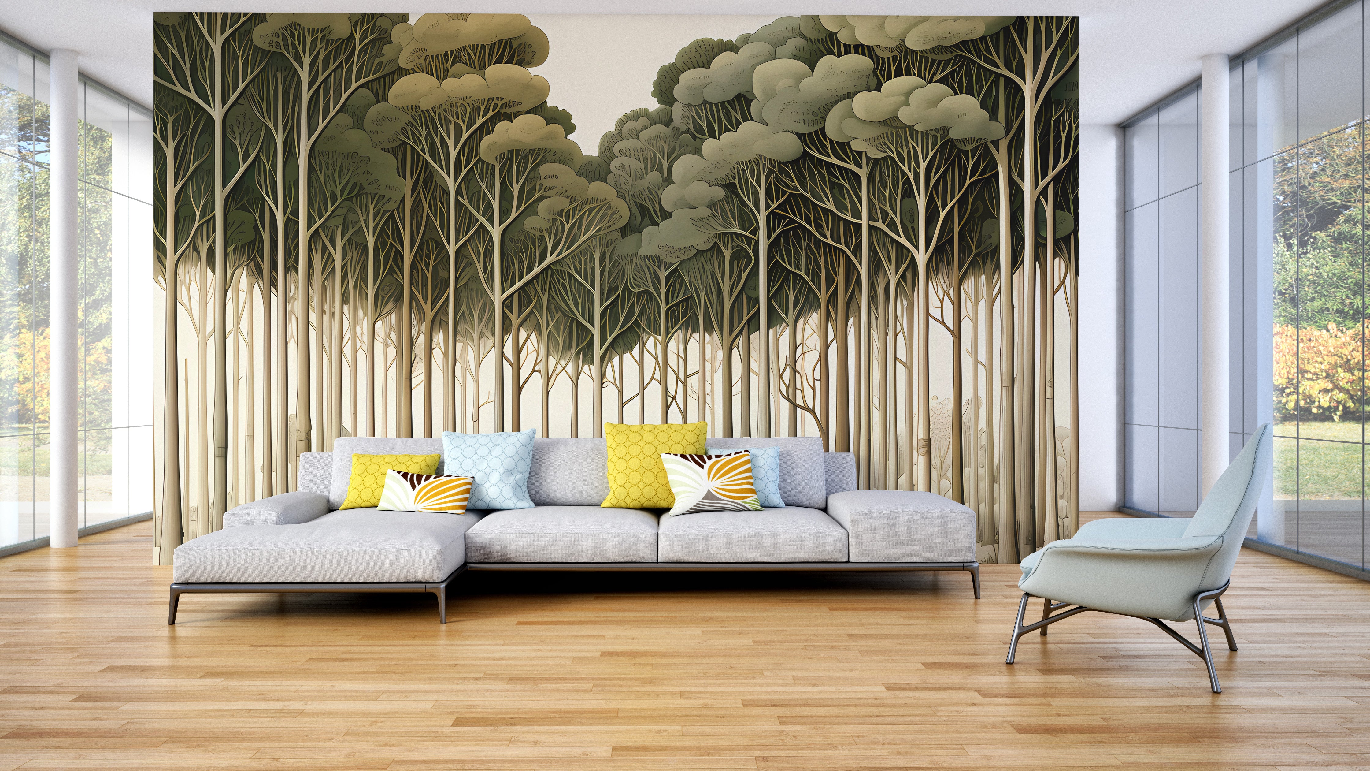 Whimsical trees wallpaper for bedrooms
