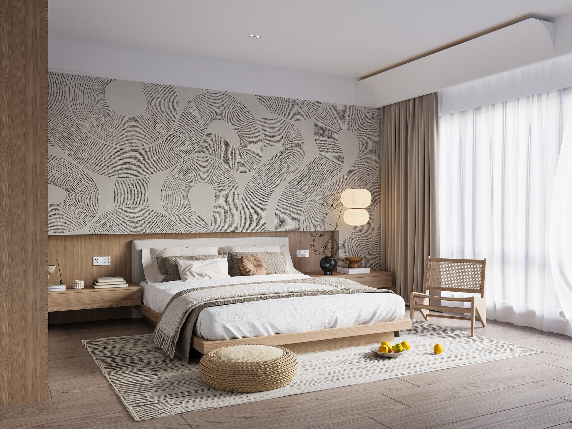 Grey Zen wall mural for a relaxing and modern ambiance
